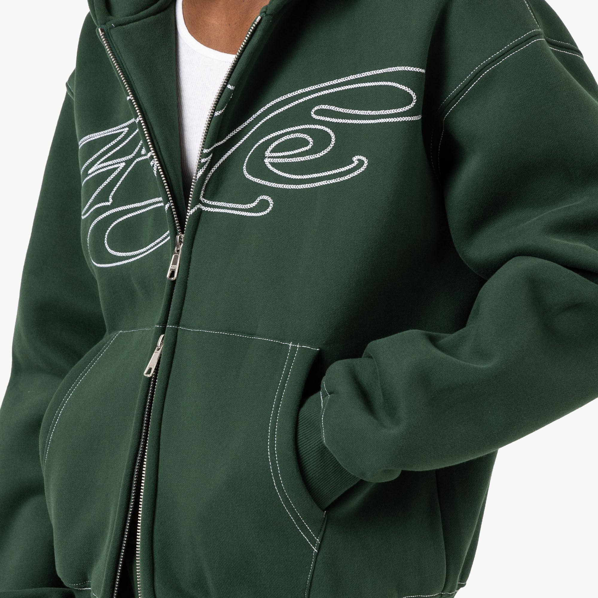  4YE Signature Zip Hoodie / Green / White、mySite、merchandisen