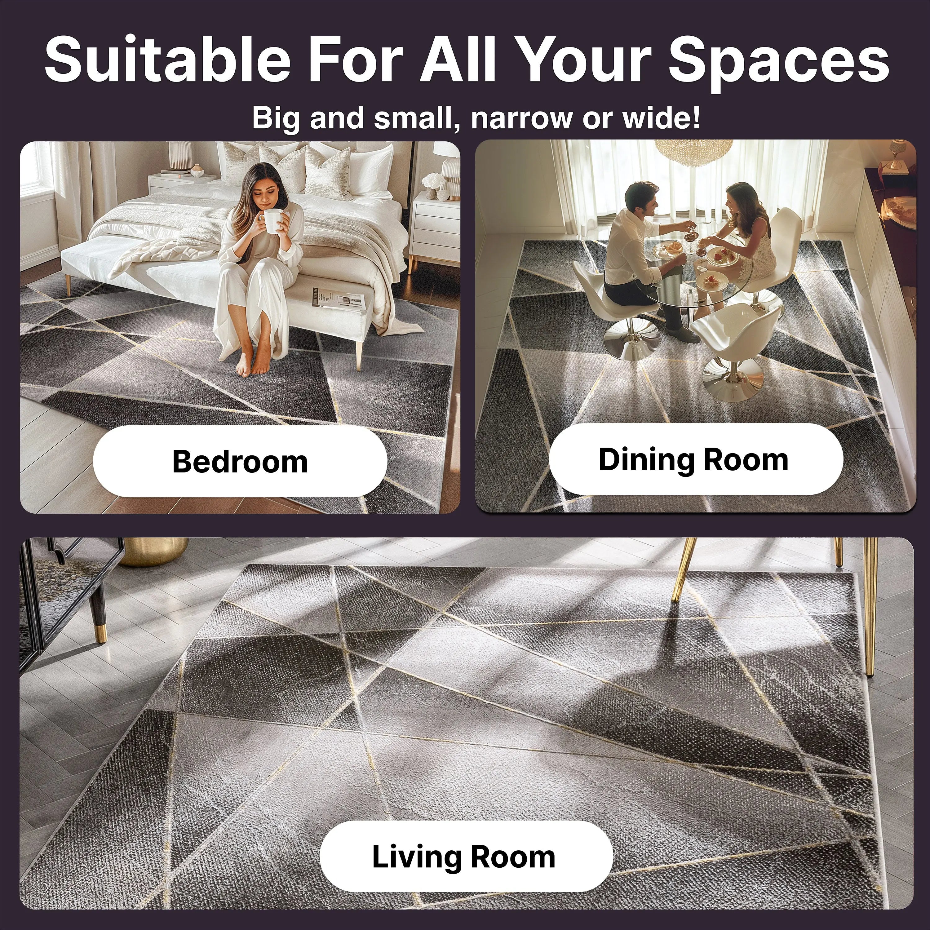 Arthur Retro Geometric Marble Pattern Grey Glam Rug、mySite、gigharbornorthrealestate