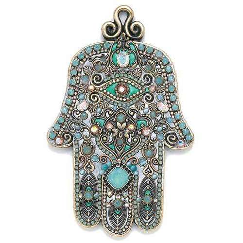 Michal Golan Aqua and Silver Wall Hamsa、mySite、topwebapps