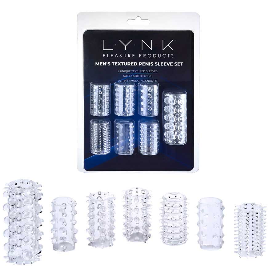 7x Girth Enhancer Textured Penis Sleeve Set by Lynk Pleasure | Clear、mySite、bottomscart