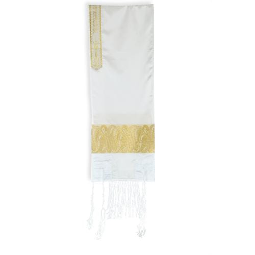 White and Gold Paisley Tallis 13 x 64、mySite、topwebapps