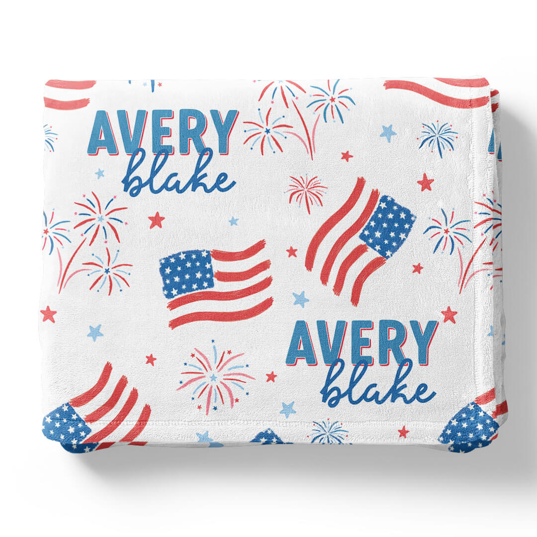  Fireworks & Freedom Personalized Kids Blanket、mySite、layawaytickets