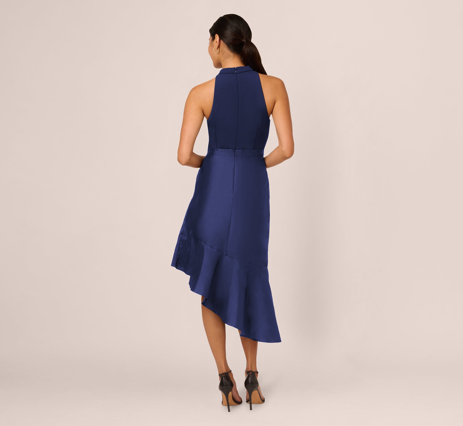 Crepe Combo Taffeta Dress In Light Navy、mySite、solidvoid