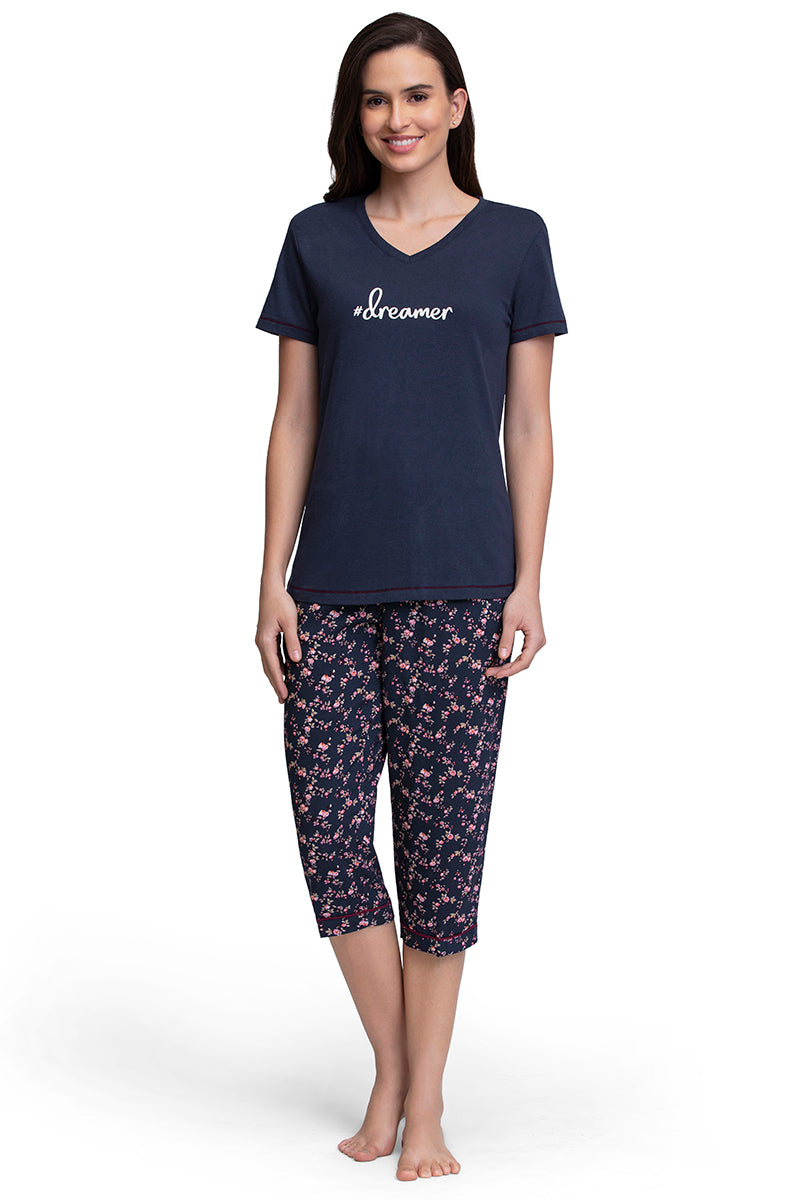  Capri Length Pyjama Bottom - Floral Pr Navy、mySite、justintrudeaud