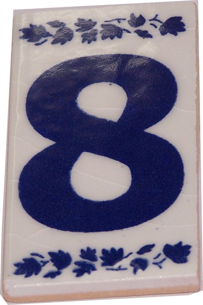 Holy Land Market Numeral Eight Painted Tile from Jerusalem - 3x1.5 Inches - Asfour Outlet Trademark、mySite、topwebapps