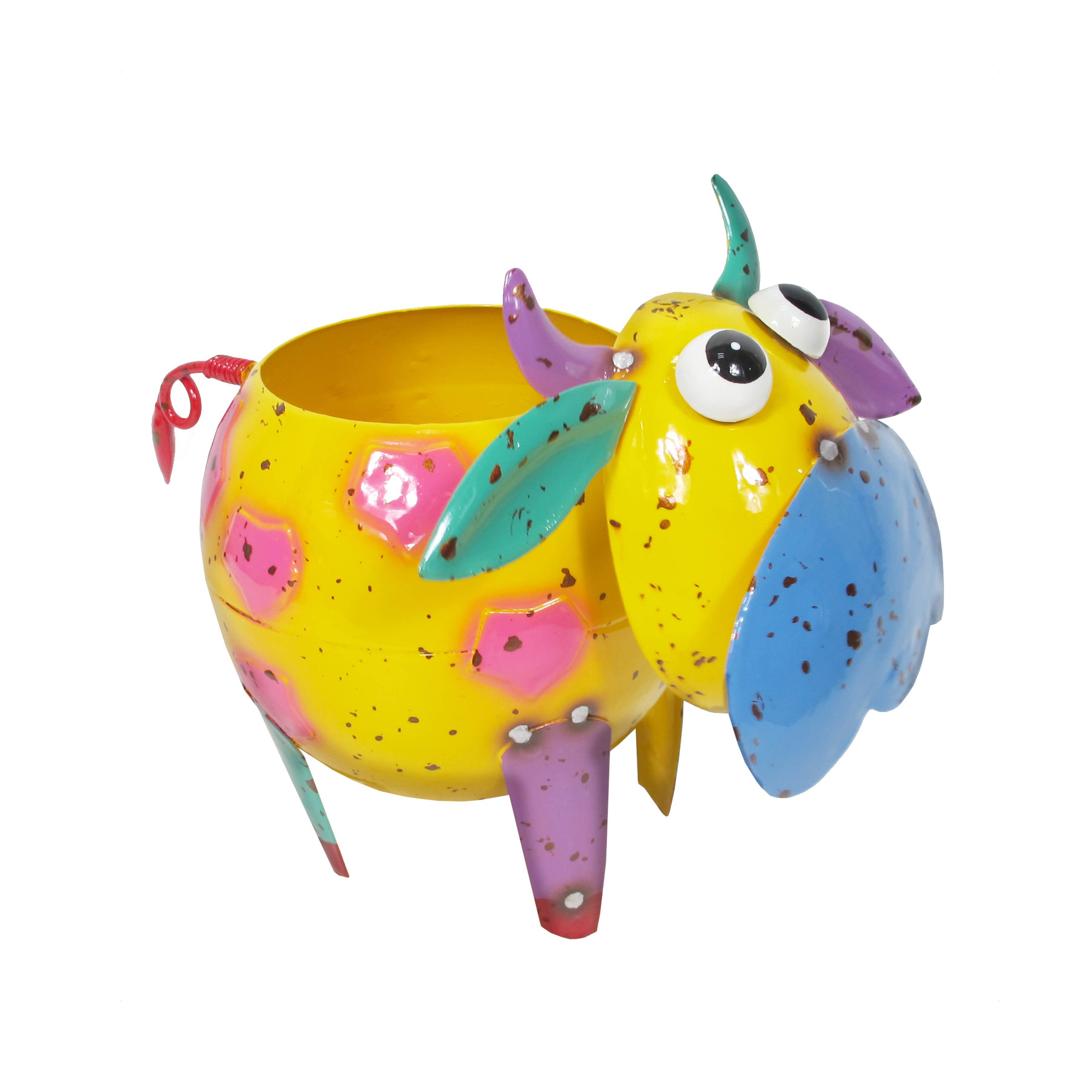 Mini Cow Planter Colorful Cute Painted and Enameled Metal Art、mySite、g9winljtr