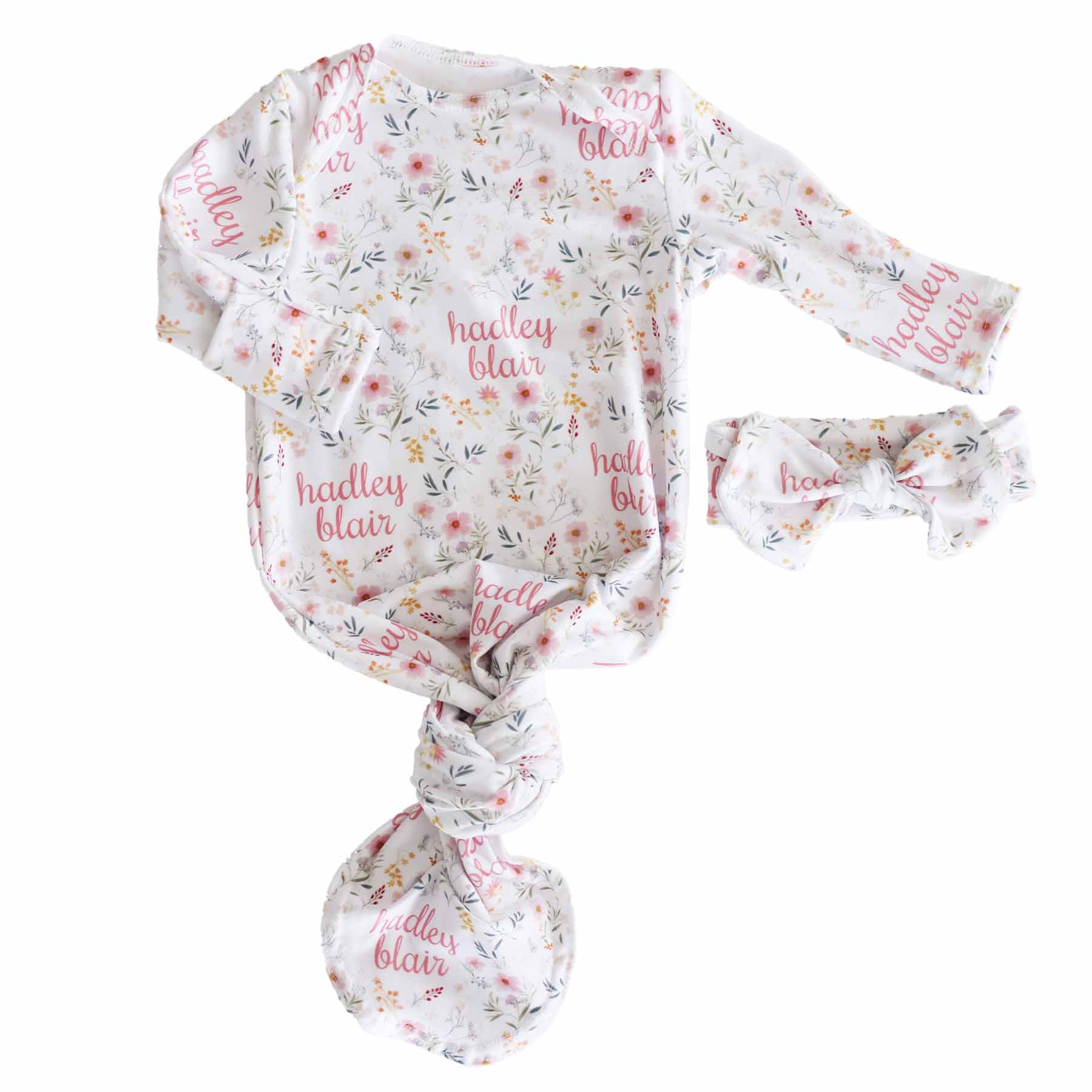  Winnie's Wildflower Personalized Newborn Baby Knot Gown、mySite、layawaytickets