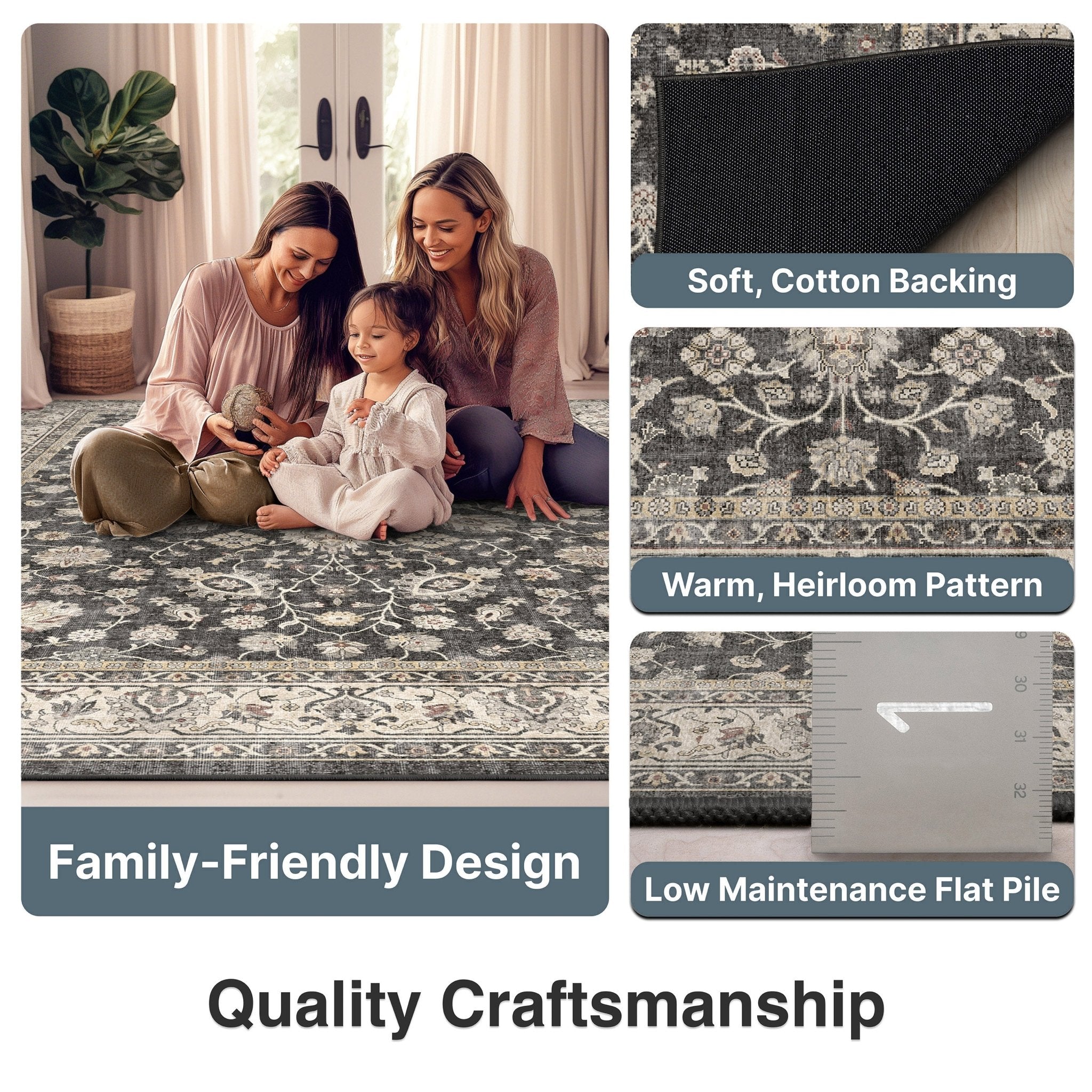 Rome Vintage Oriental Floral Flat-Weave Rug、mySite、gigharbornorthrealestate