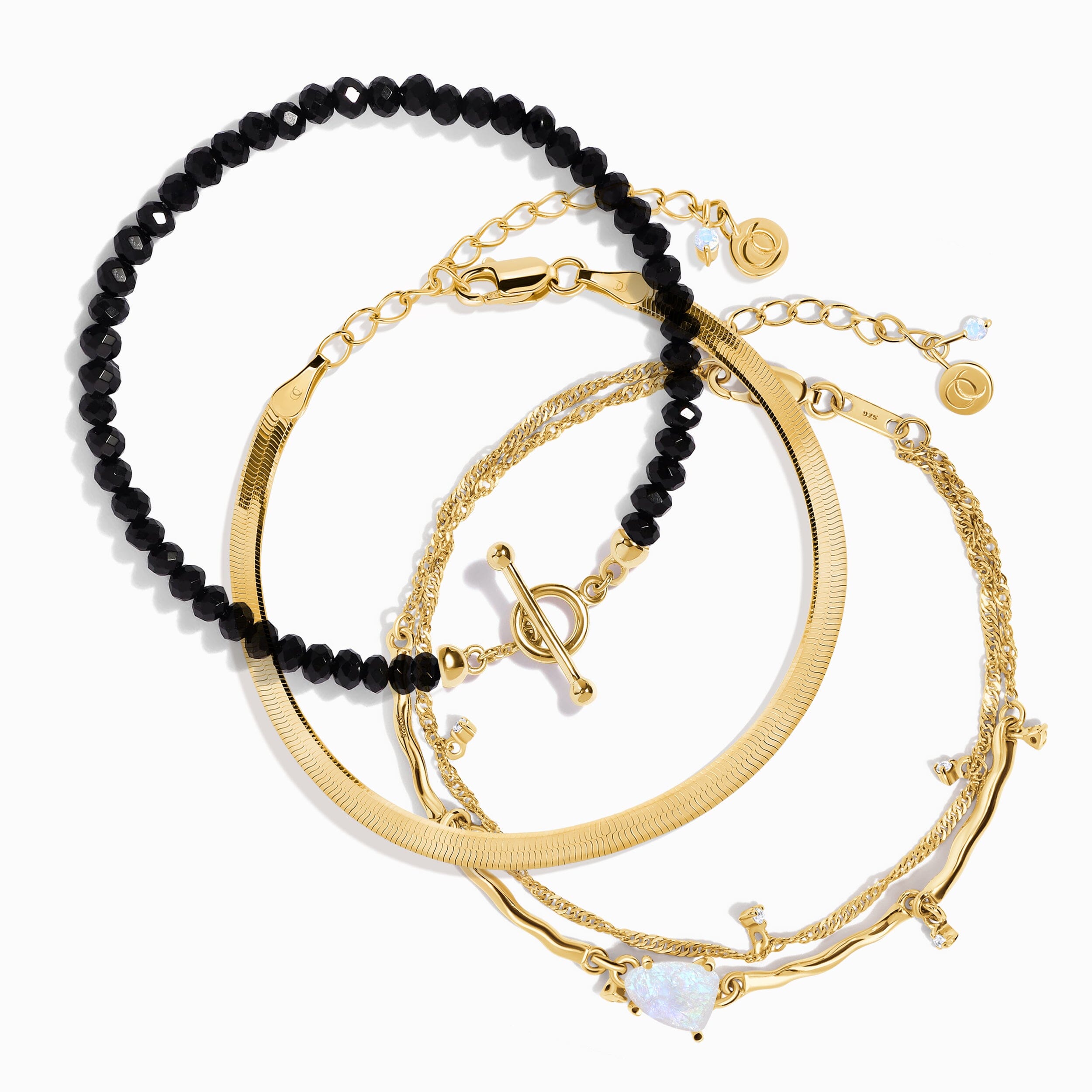 Black Obsidian & Moonstone Bracelet Stack - Deeply Connected、mySite、hinf8tx79