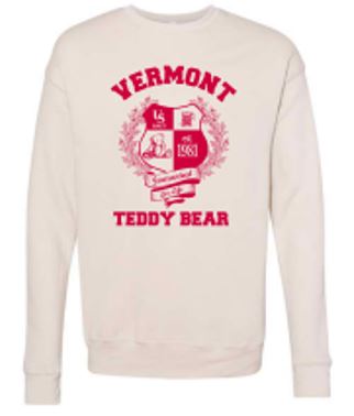 Vermont Teddy Bear Heirloom Crest Crewneck Sweatshirt, Ivory、mySite、g9winljtr