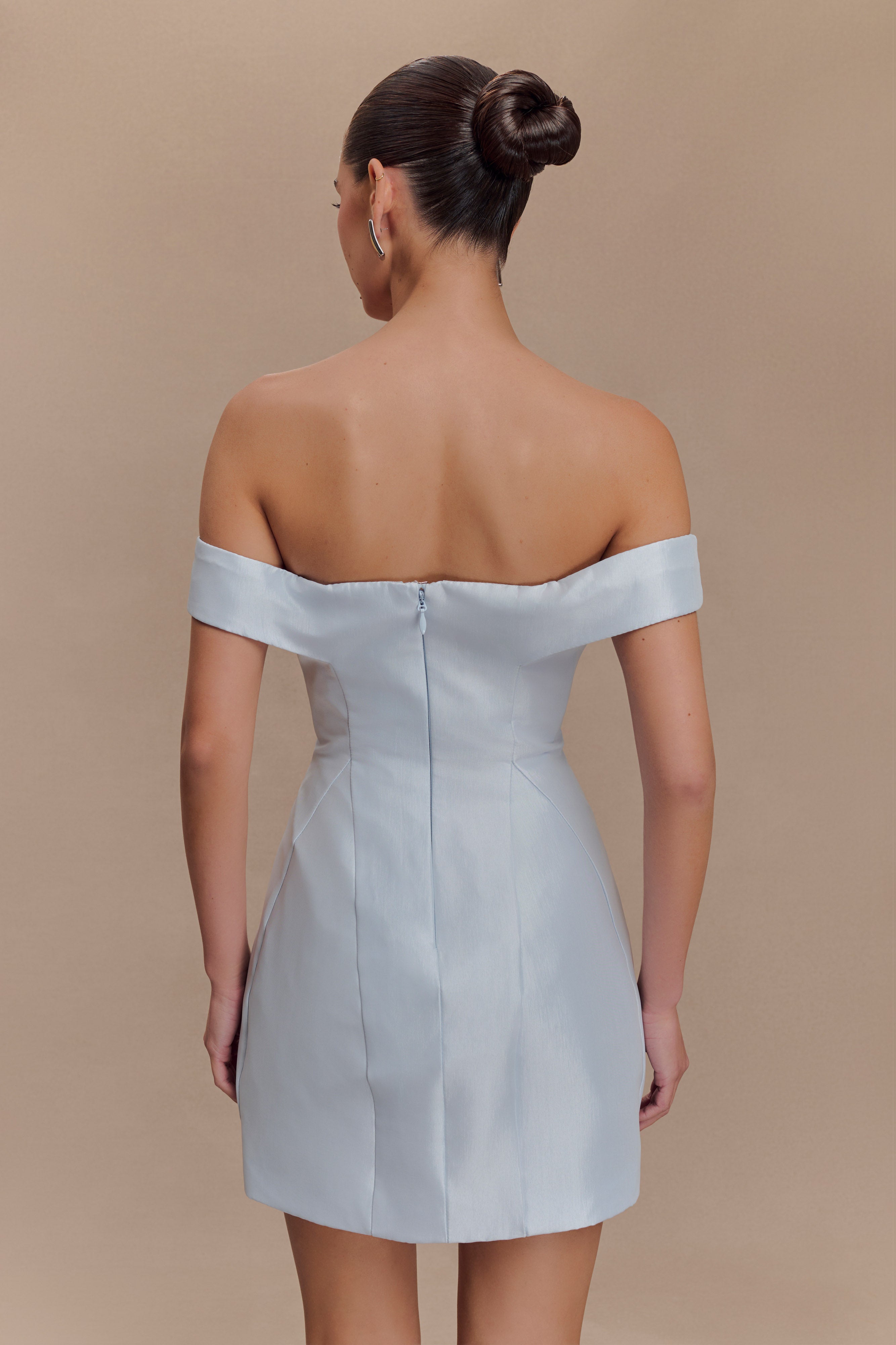 Diana Off Shoulders Mini Dress - Powder Baby Blue、mySite、solidvoid