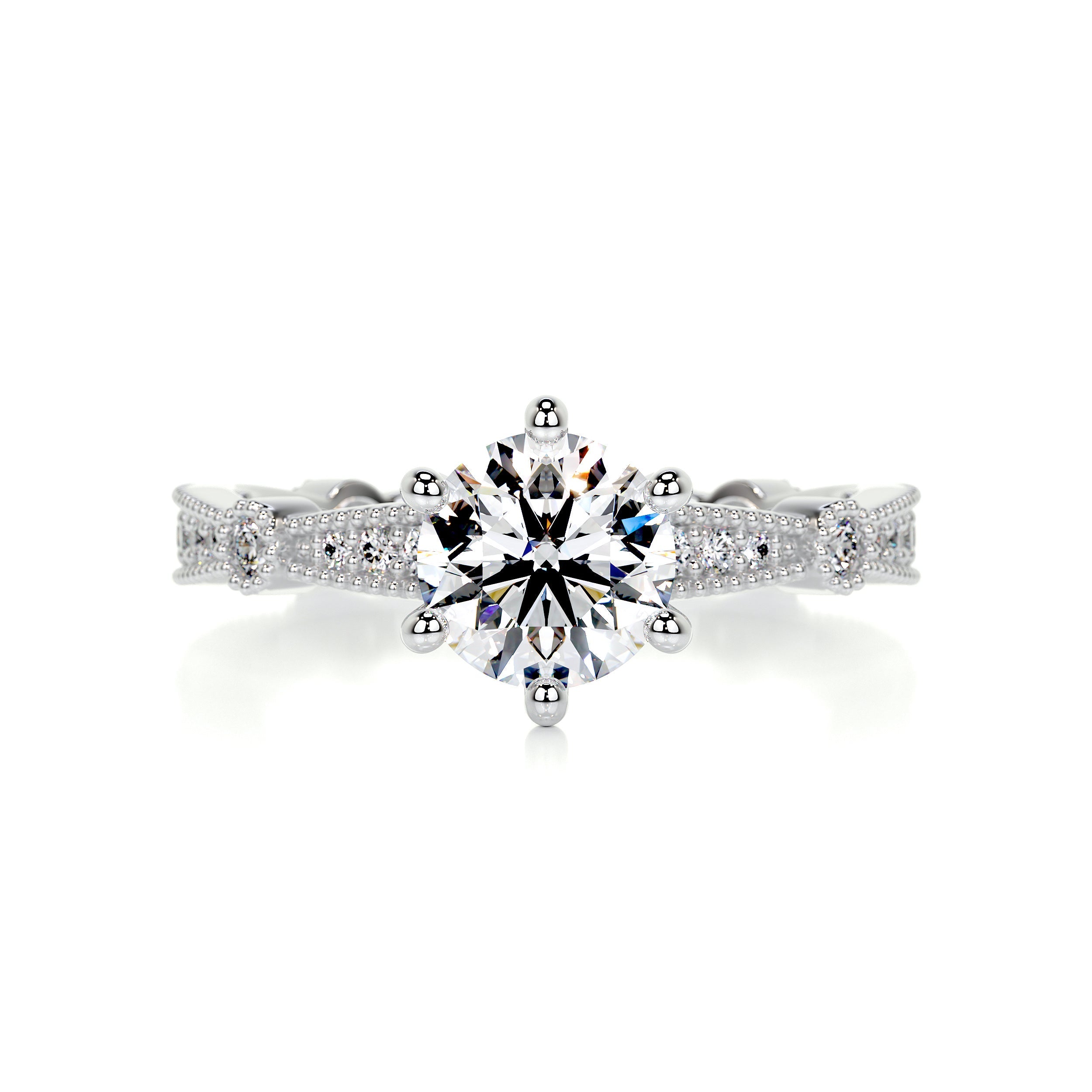 Stacy Moissanite & Diamond Ring -14K White Gold (RTS)、mySite、hinf8tx79