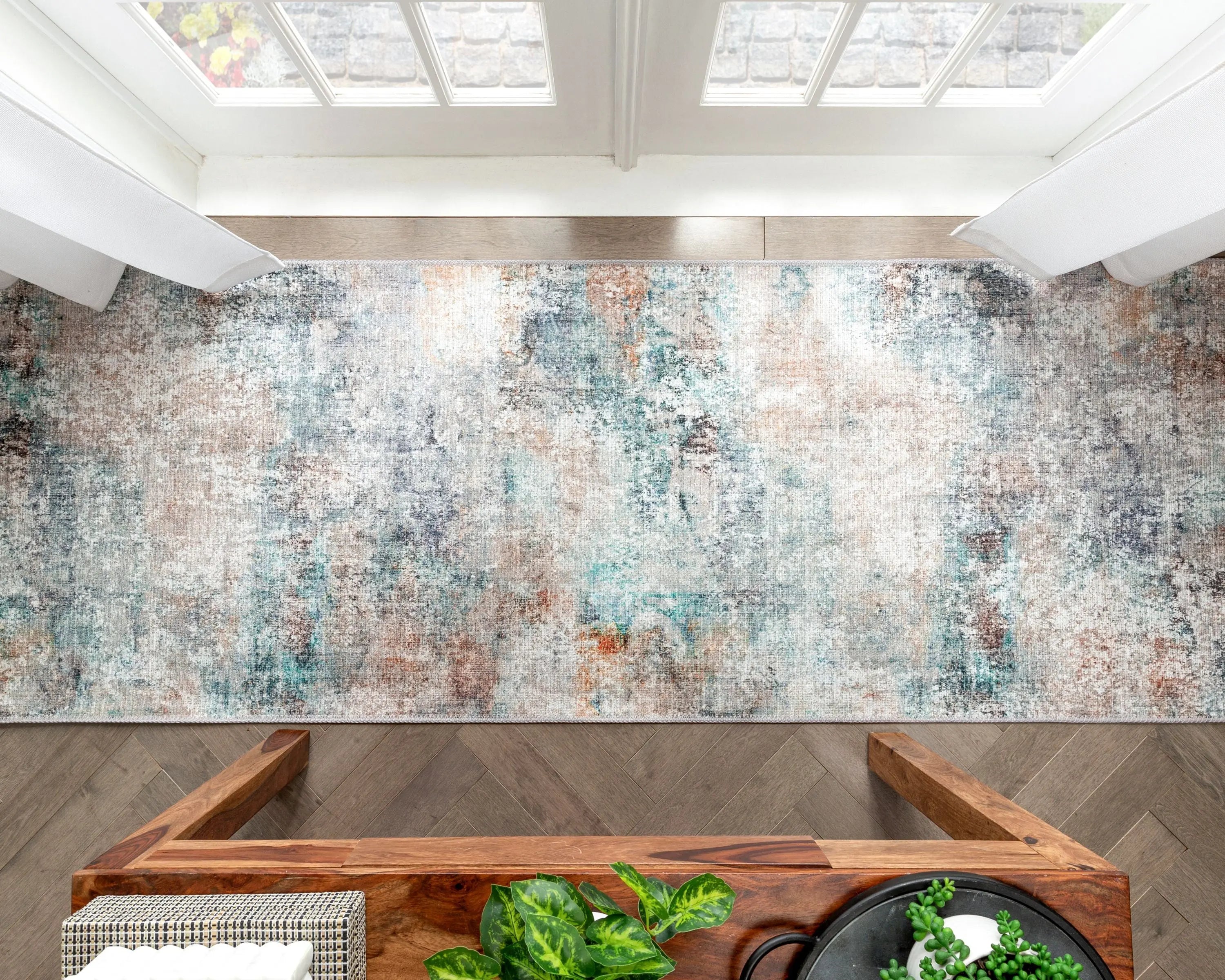 Amesti Machine Washable Light Blue Flat-Weave 5'3 x 7'3 Rug、mySite、gigharbornorthrealestate