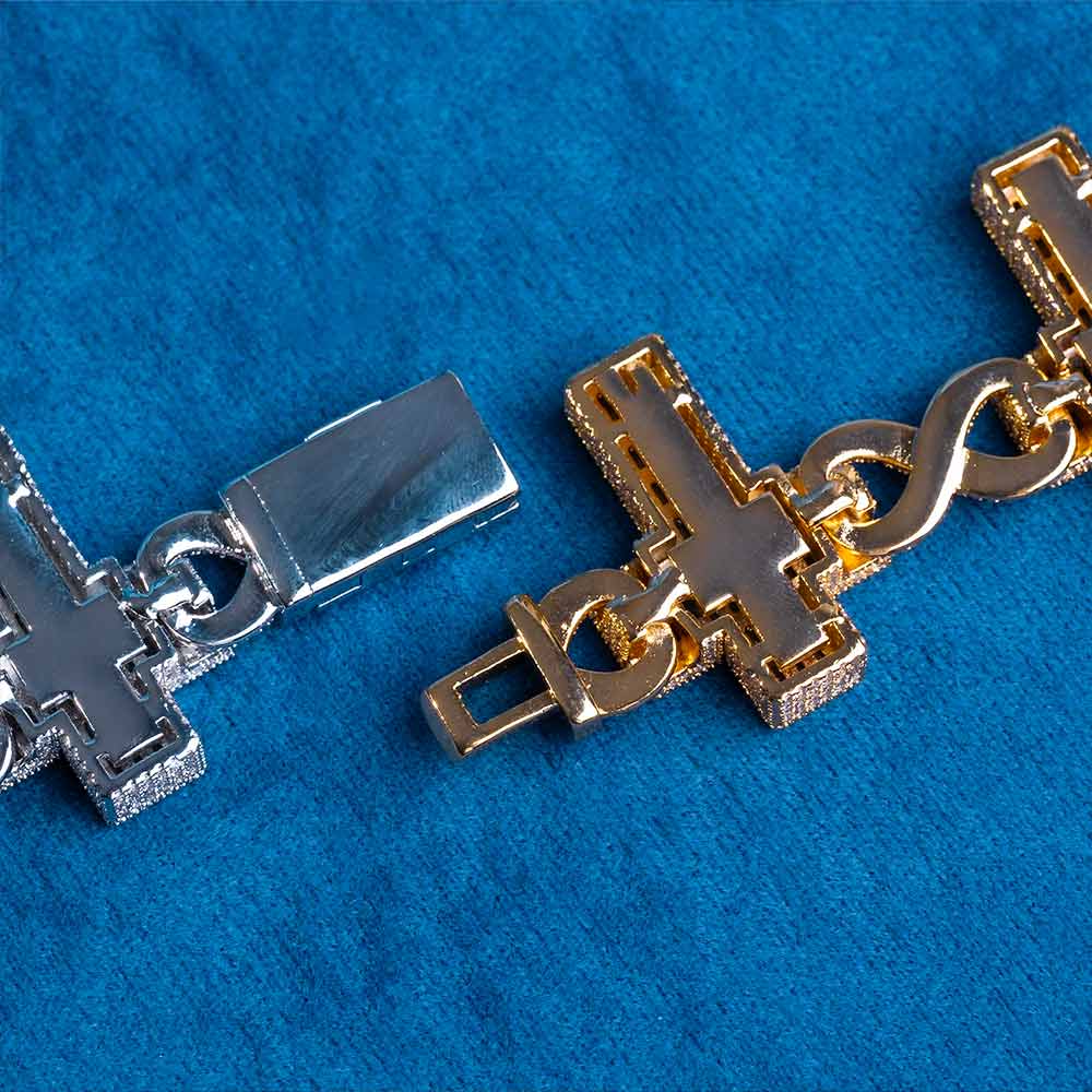 30MM Moissanite Cross Link Bracelet 14K Gold、mySite、hinf8tx79