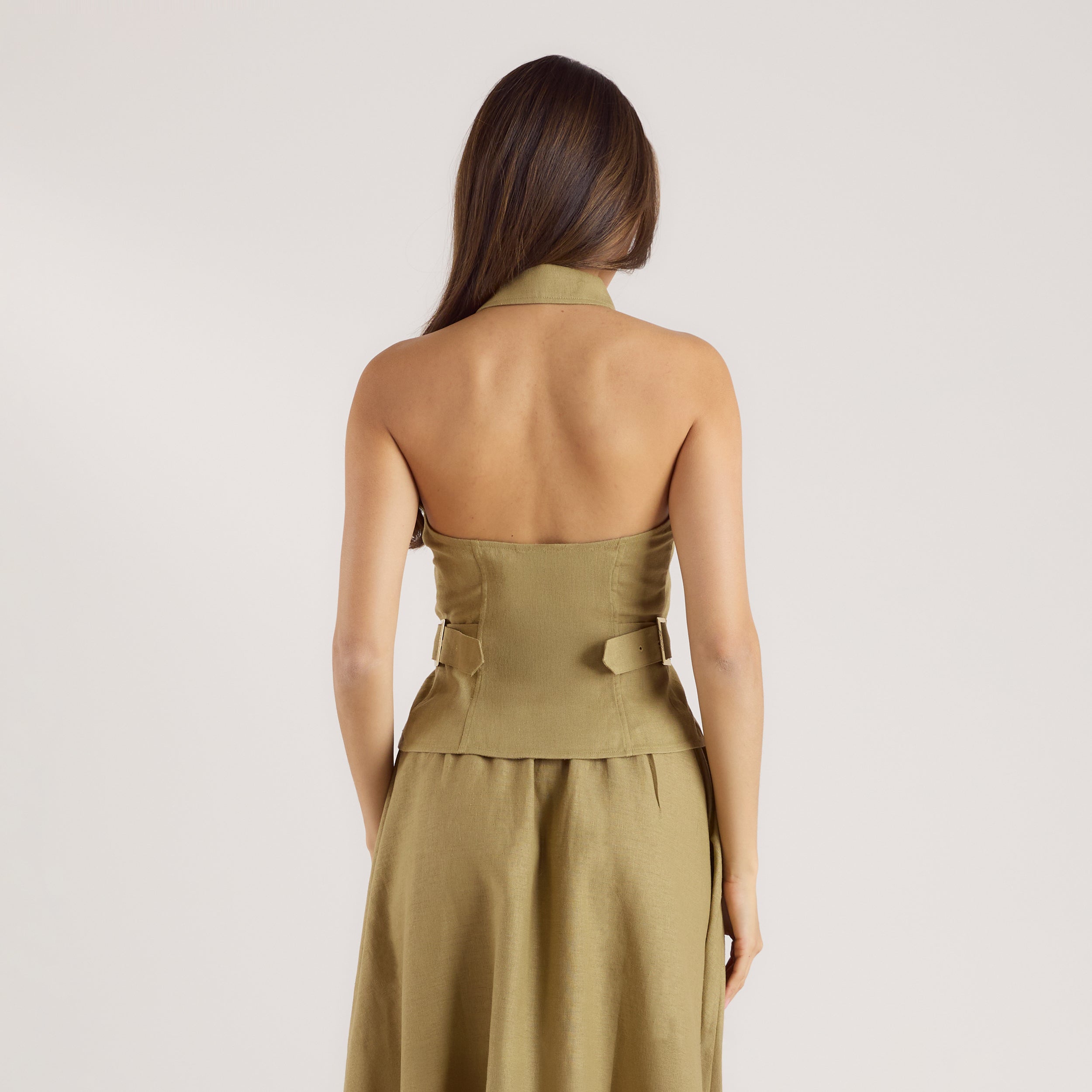 Linen Blend Halter Top - Pistachio、mySite、bengalsvssteelers