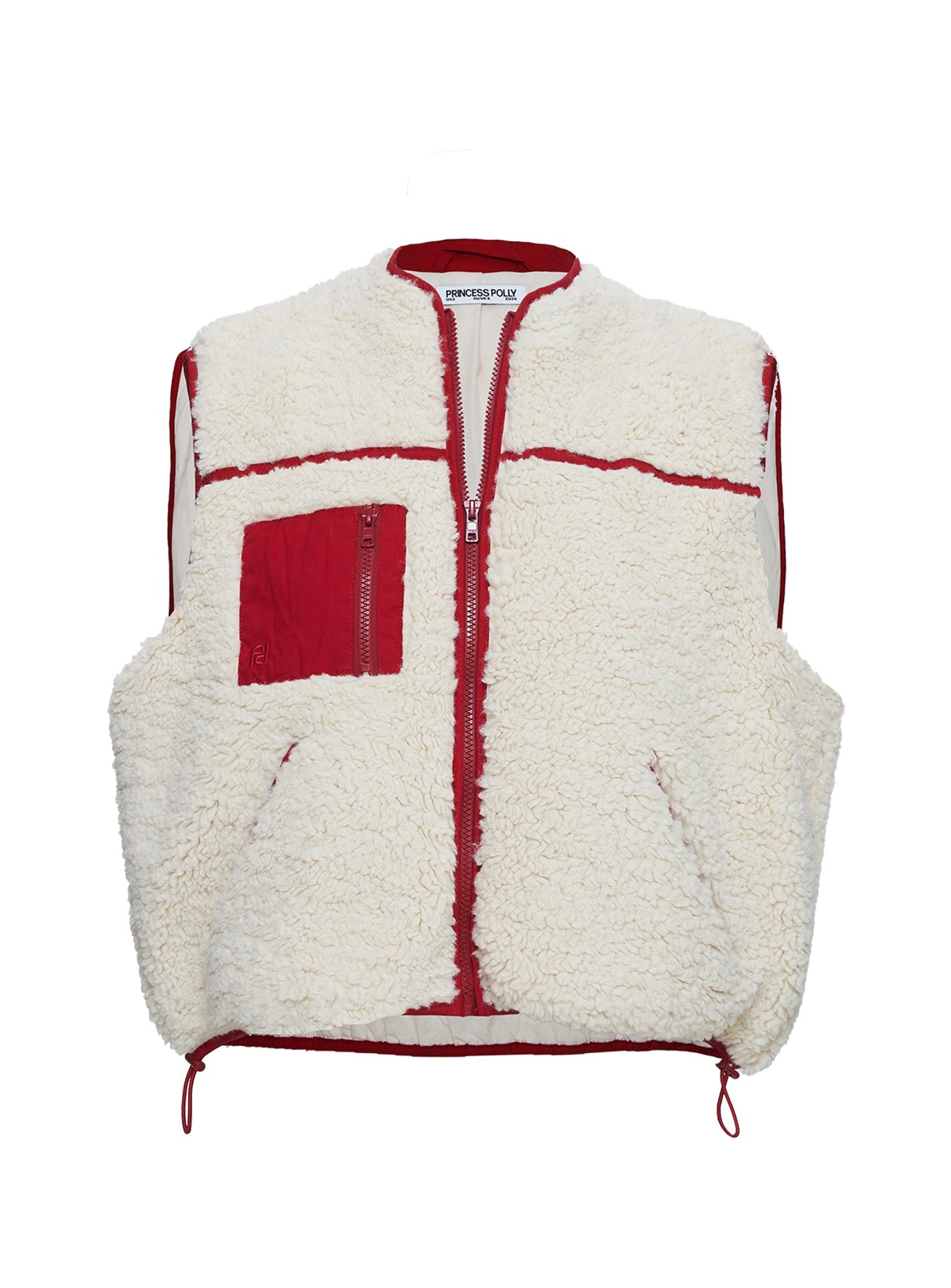 Senna Sherling Vest Jacket Cream / Red、mySite、solidvoid