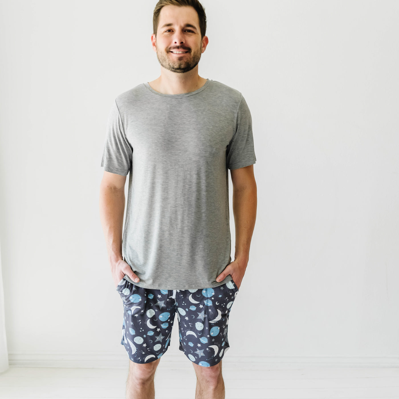  Blue To the Moon & Back Men's Bamboo Viscose Pajama Shorts、mySite、layawaytickets