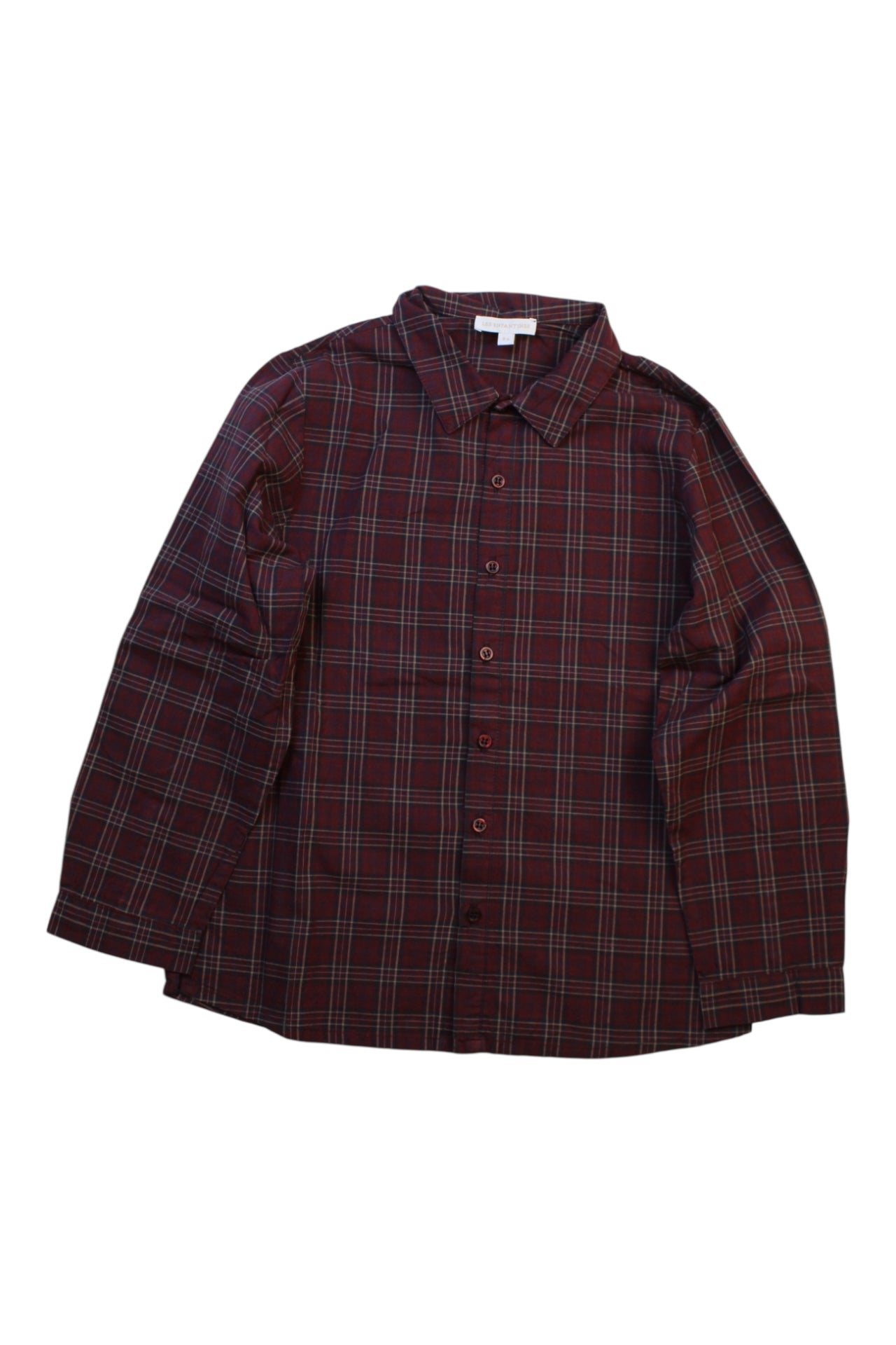 Les Enfantines Checkered Button Down Shirt 8Y、mySite、g9winljtr