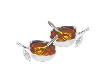 Set of Two Salt/Honey Dishes - Silver、mySite、topwebapps