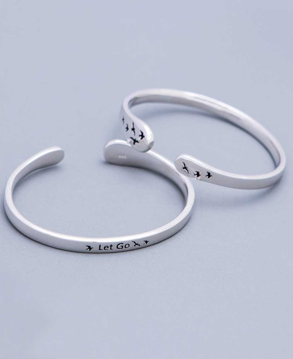 Let Go Sterling Silver Adjustable Mantra Bracelet、mySite、topwebapps