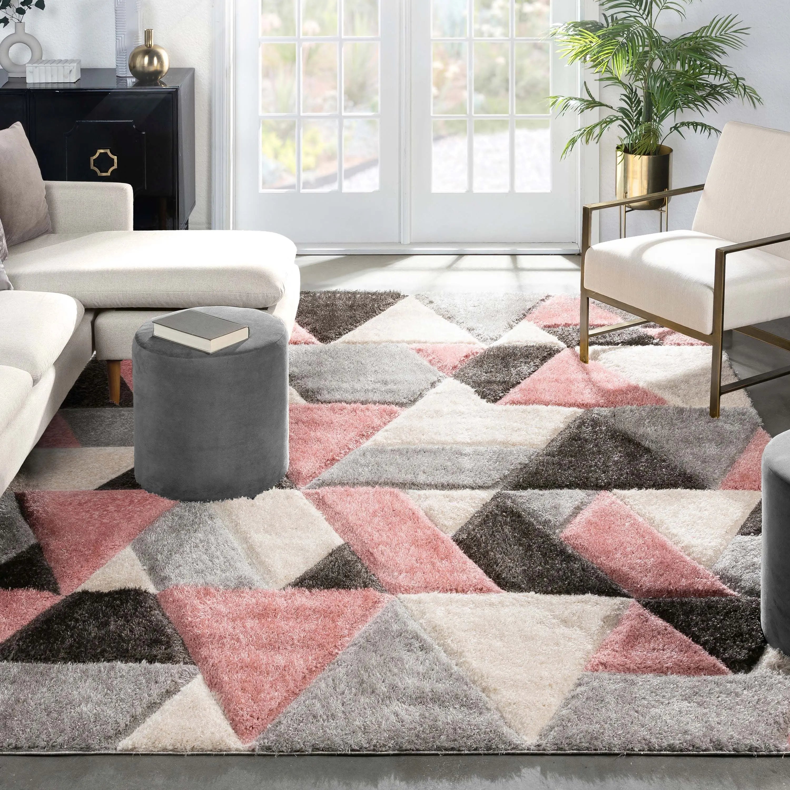 Holland Modern Geometric Blush 3D Textured Thick & Soft Shag Rug、mySite、gigharbornorthrealestate