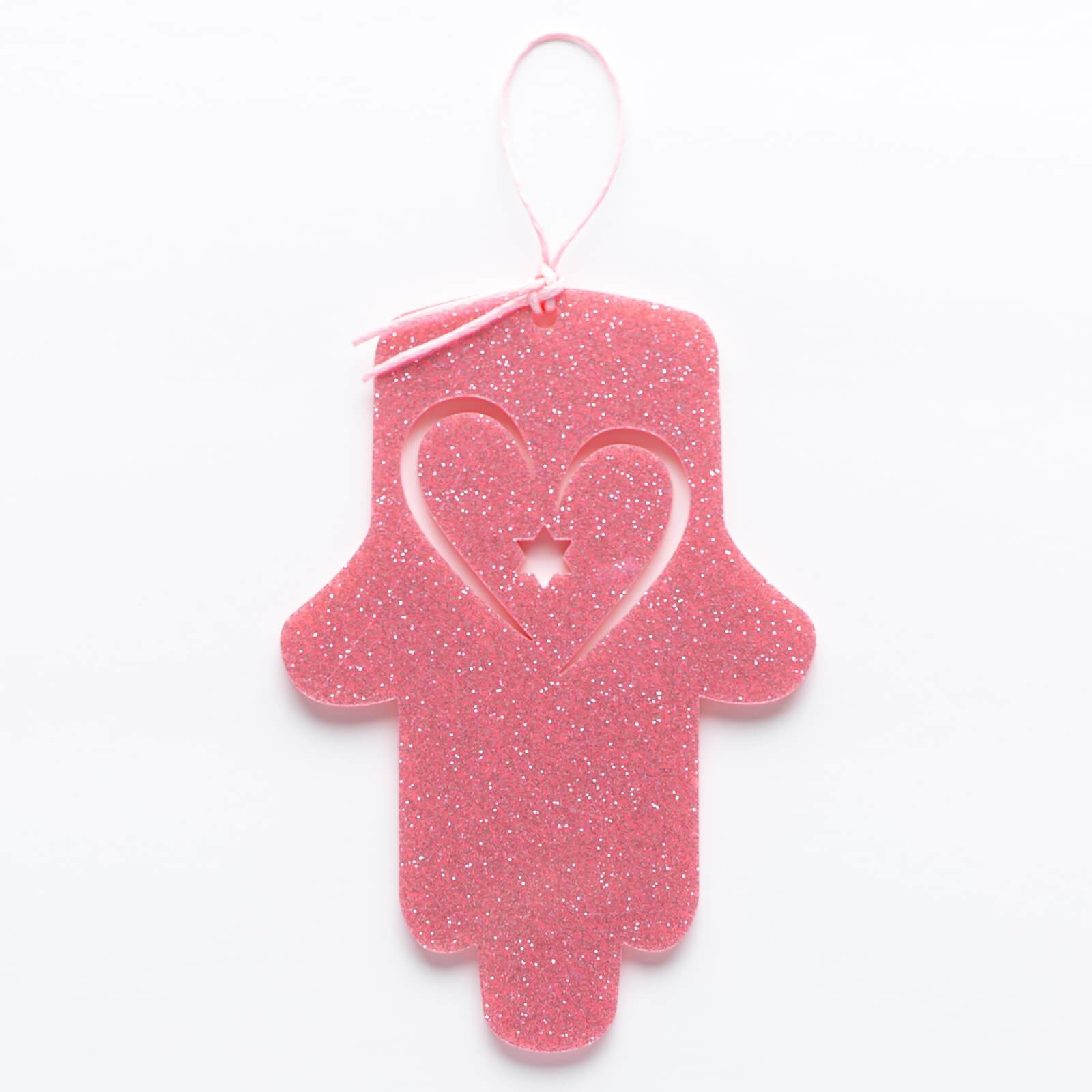 Petite Wall Hamsa with Heart - Pink Glitter、mySite、topwebapps