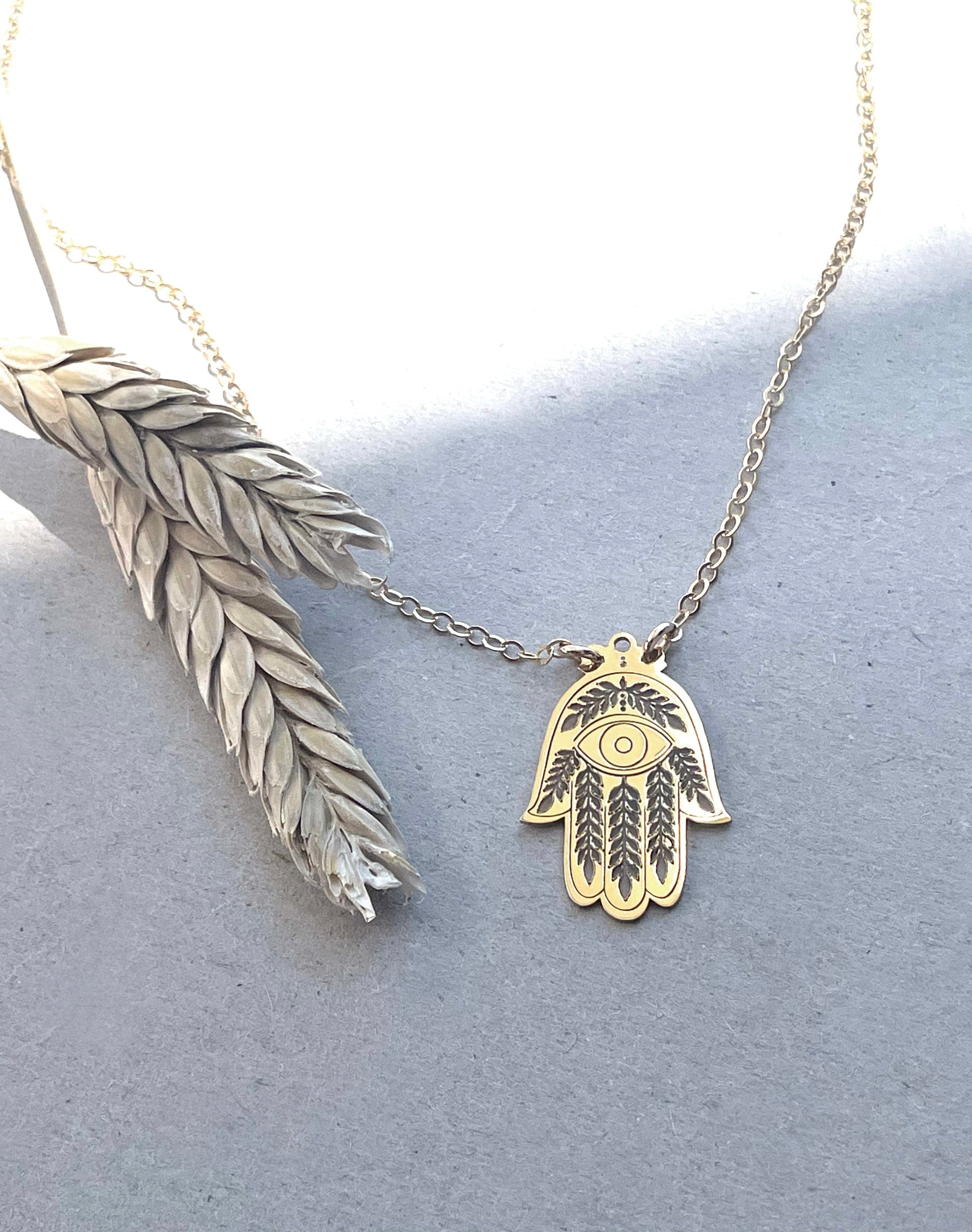 Lily Evil Eye and Hamsa Necklace - (Gold-Plated or Sterling Silver)、mySite、topwebapps