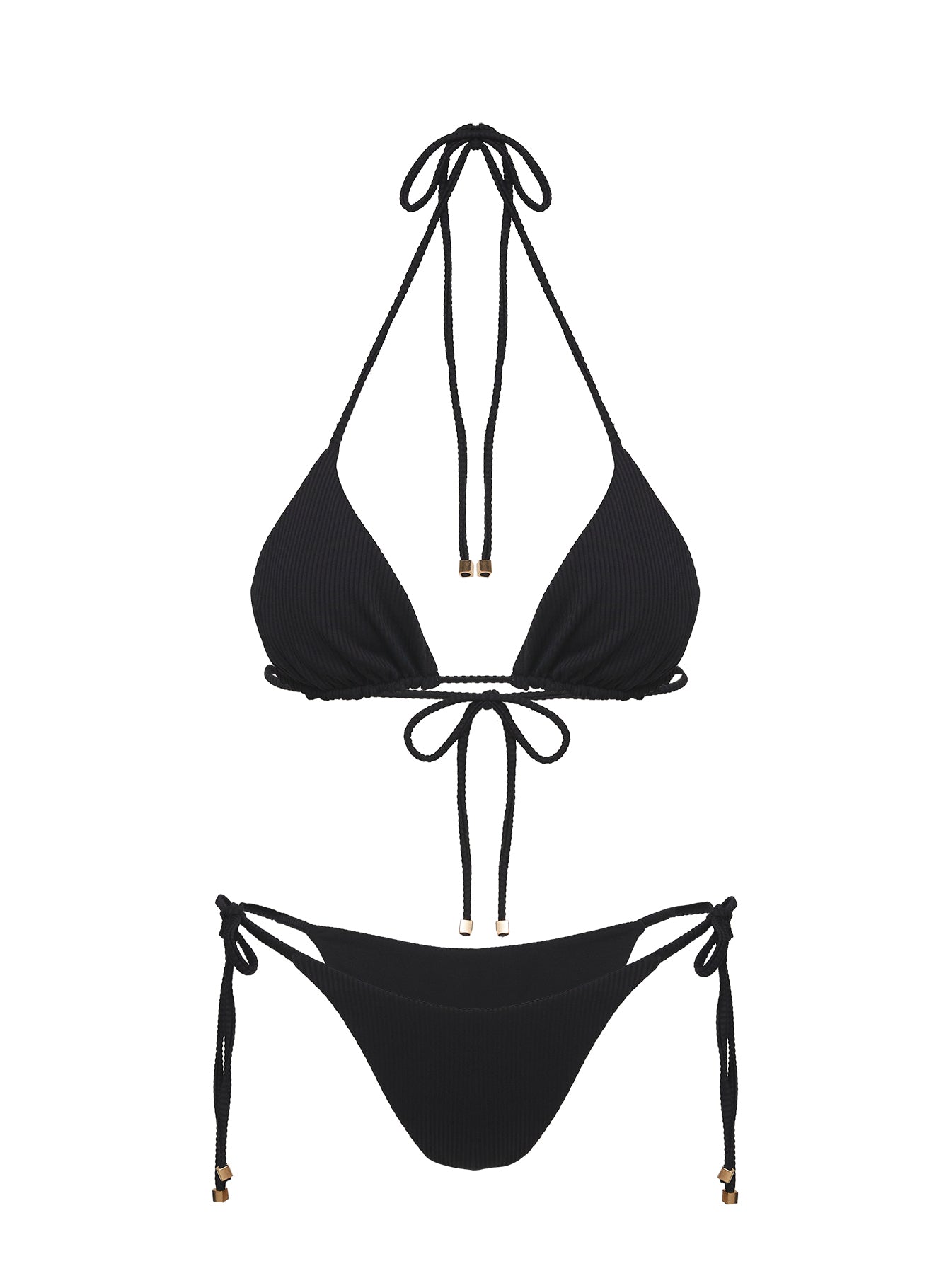 Glora Tie Side Ribbed Bikini Bottom Black、mySite、solidvoid