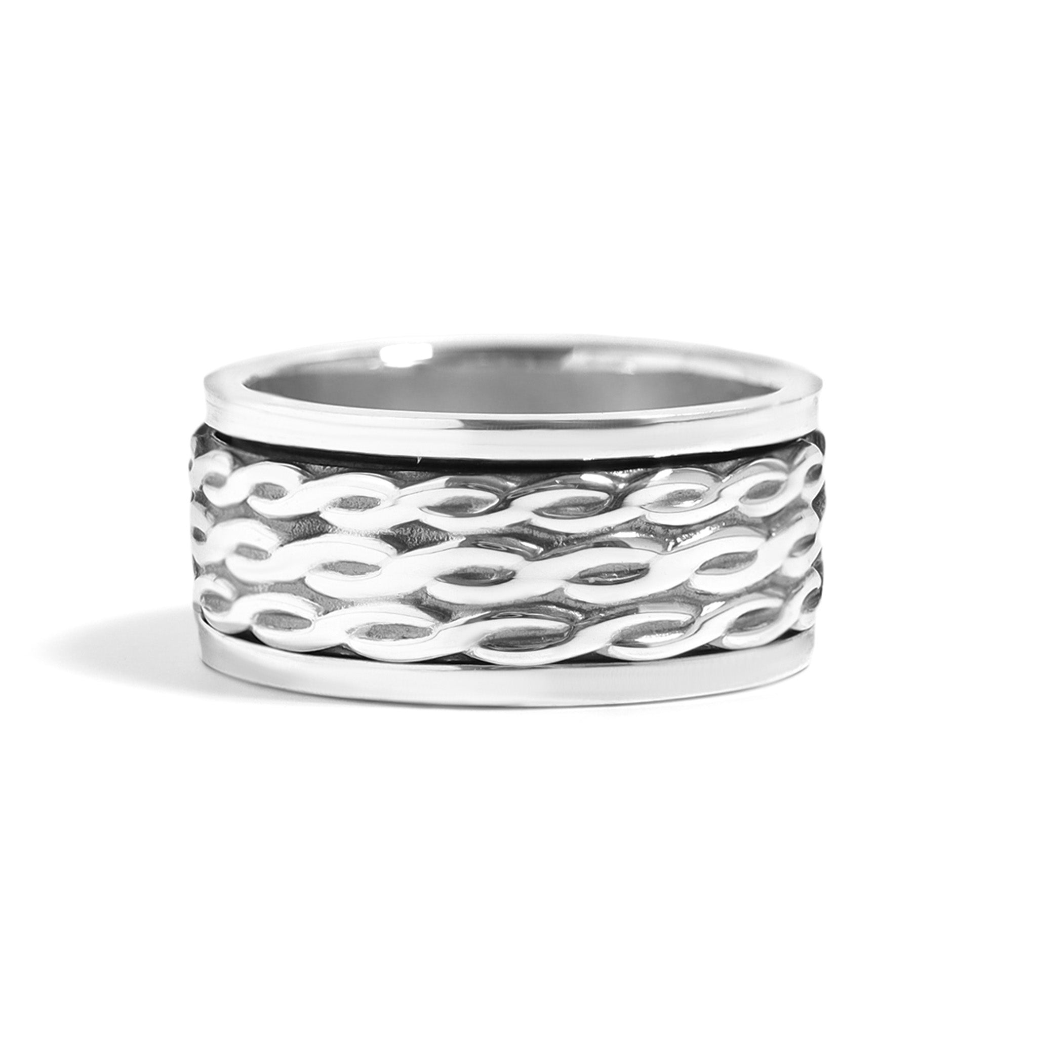 Sterling Silver Triple Braided Small Rope Chain Spinner Ring / SSR0068、mySite、dreamappss