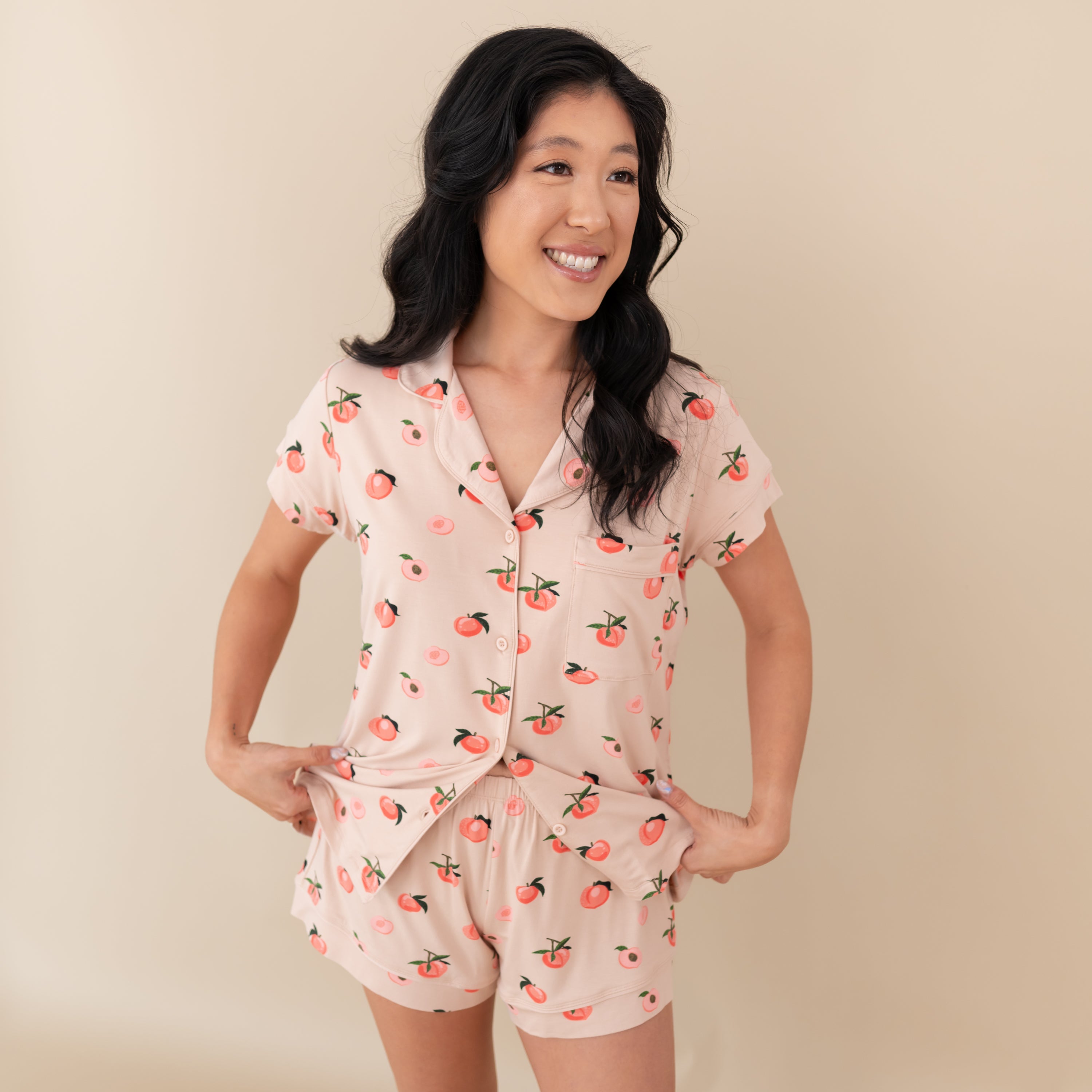  Women’s Short Sleeve Pajama Set in Peach、mySite、layawaytickets