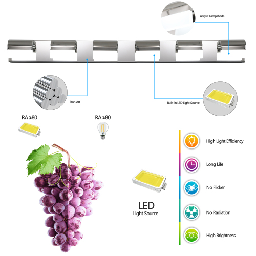 Modern Bathroom Vanity Lighting 6-Light LED Vanity Lights Over Mirror Bath Wall Lighting、、eastwooduniform