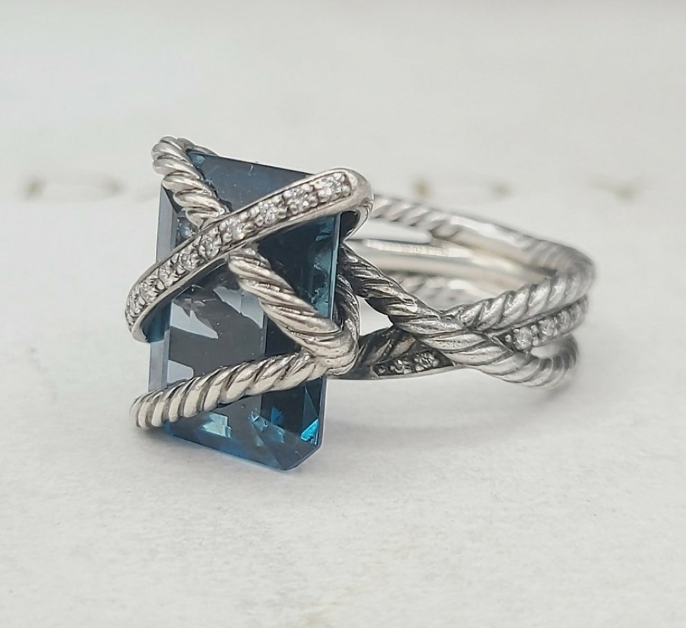 David Yurman Cable Wrap Ring 鈥?Blue Topaz & Diamonds、mySite、hinf8tx79