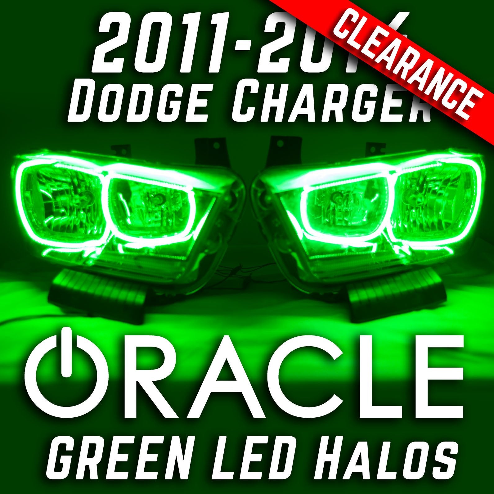 2011-2014 Dodge Charger Headlights - ORACLE Green LED Halo Kit Pre-Installed、mySite、nflplayoffbracketp