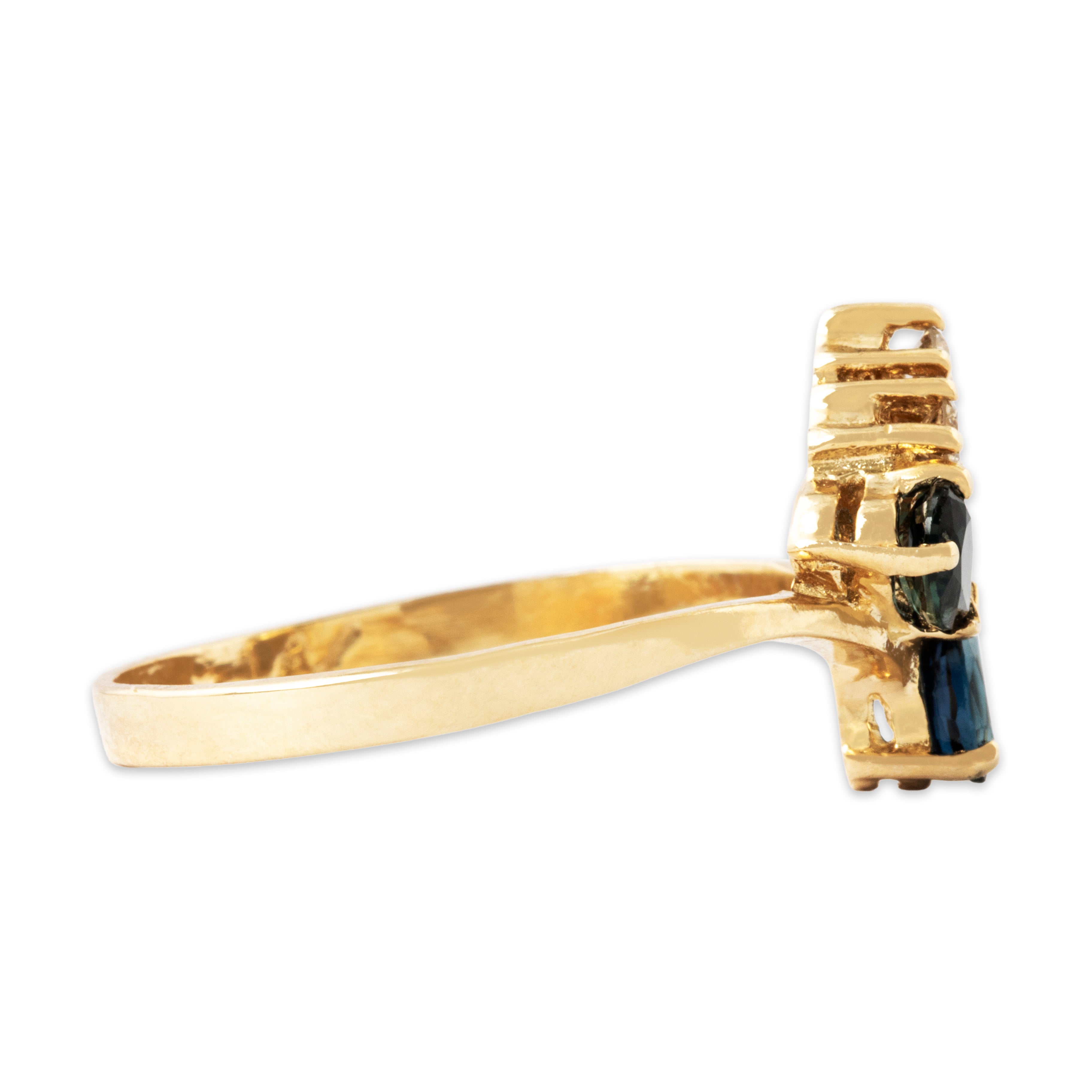 Vintage 14k Yellow Gold Blue Sapphire Diamond Ring 7.75、mySite、hinf8tx79