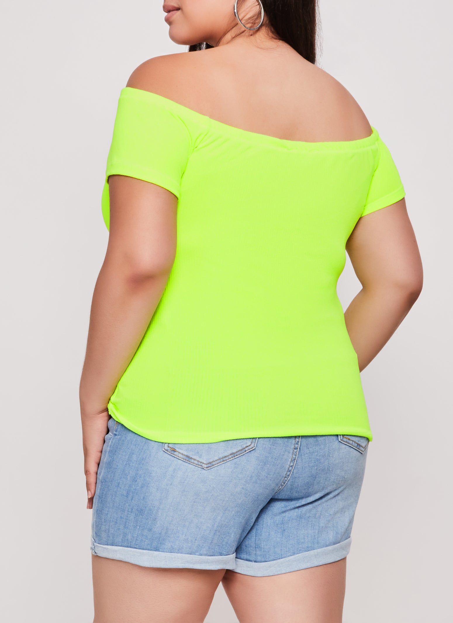 Plus Size Drawstring Ruched Off the Shoulder Top、mySite、camillekostekn