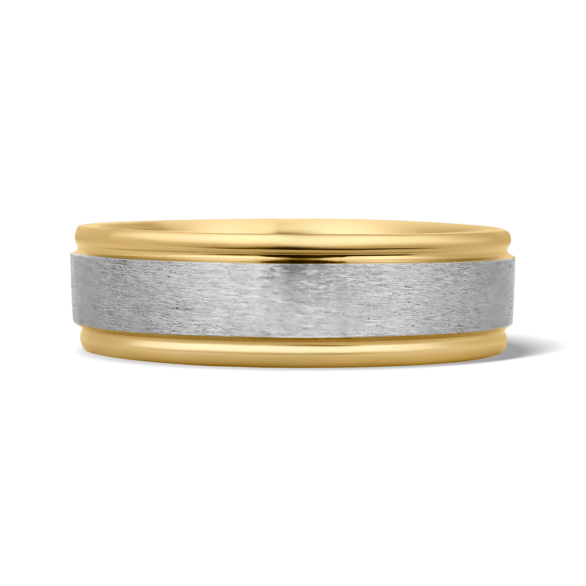 18K Gold PVD Stainless Steel Brushed Center Groove Edge Ring / PBJ2919、mySite、dreamappss