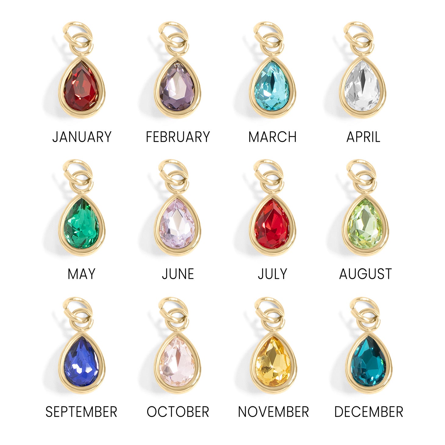 18K Gold PVD Teardrop Birthstone Charm / PDL0263、mySite、dreamappss