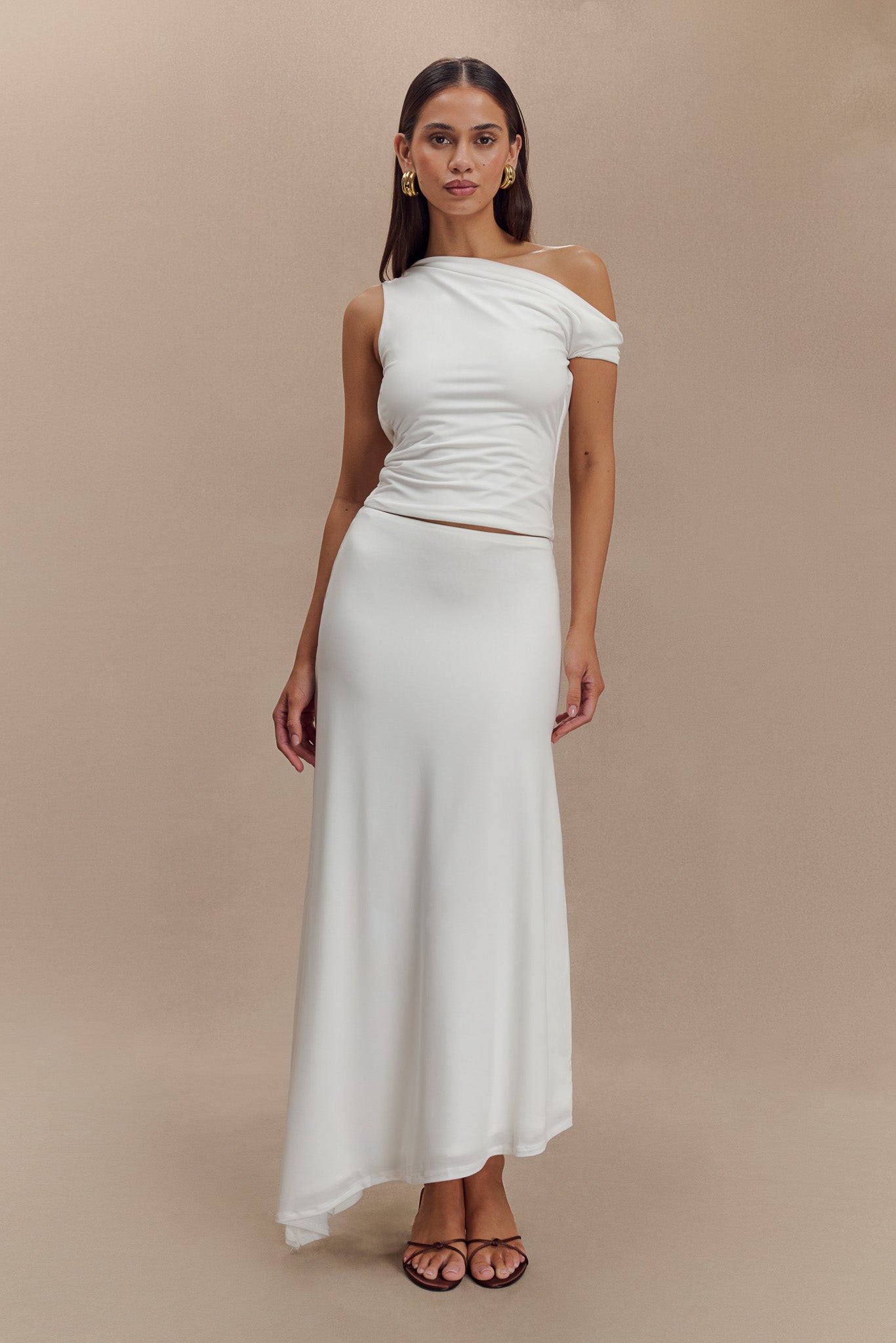 Kacey Slinky Off Shoulder Top - White、mySite、solidvoid