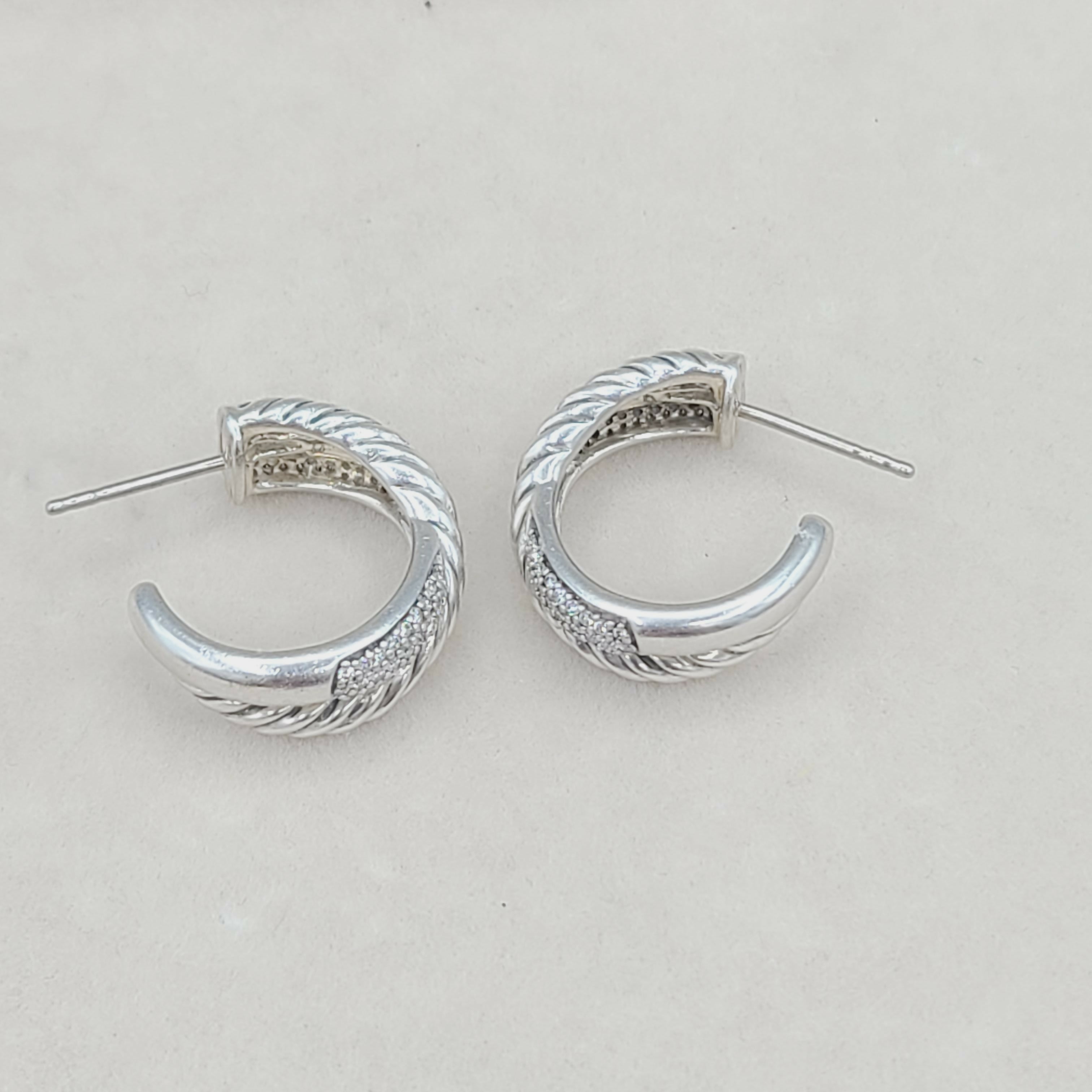 David Yurman Crossover Earrings Wide X Design with Diamonds、mySite、hinf8tx79