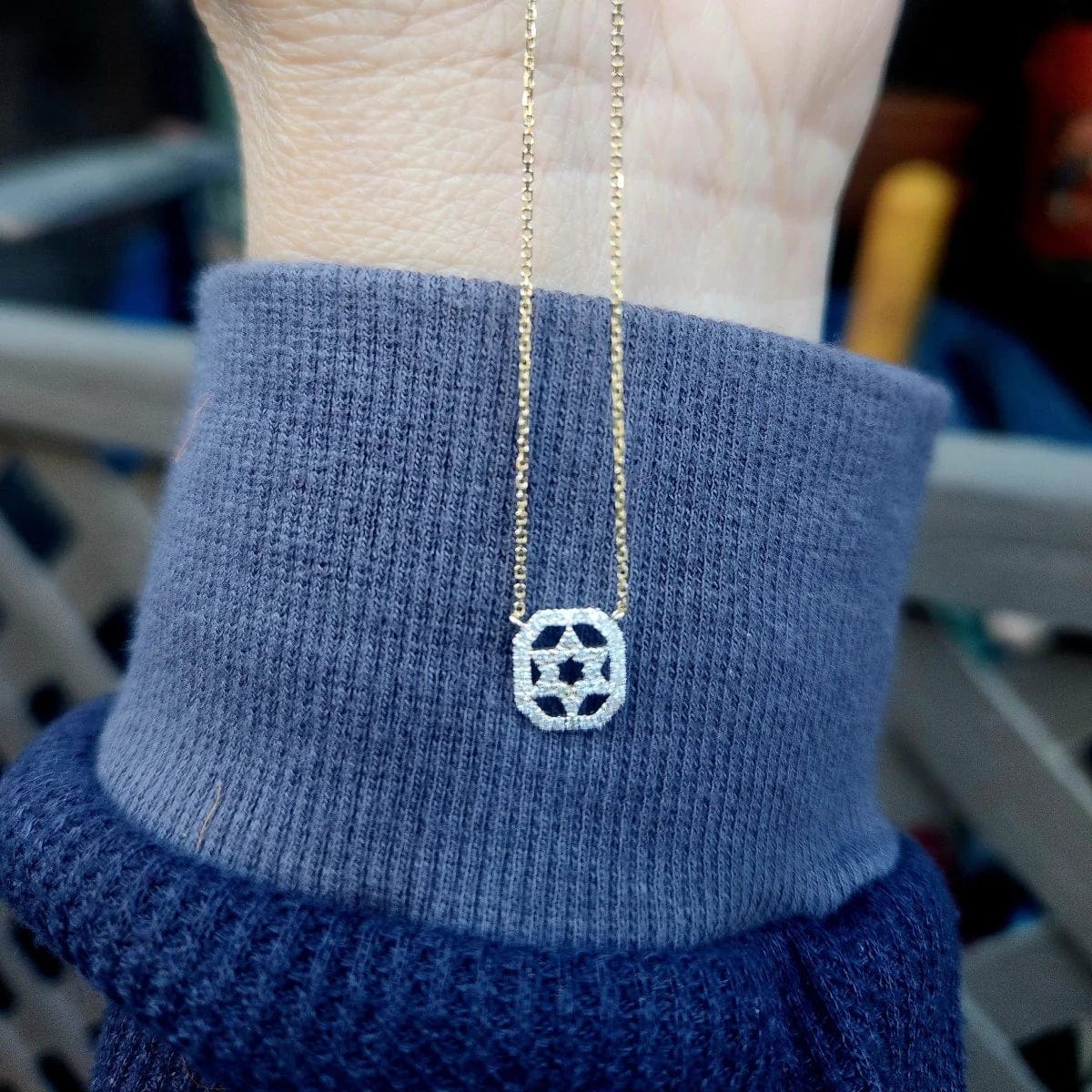 Pave Diamond Star of David Necklace - 14k Yellow or White Gold、mySite、topwebapps