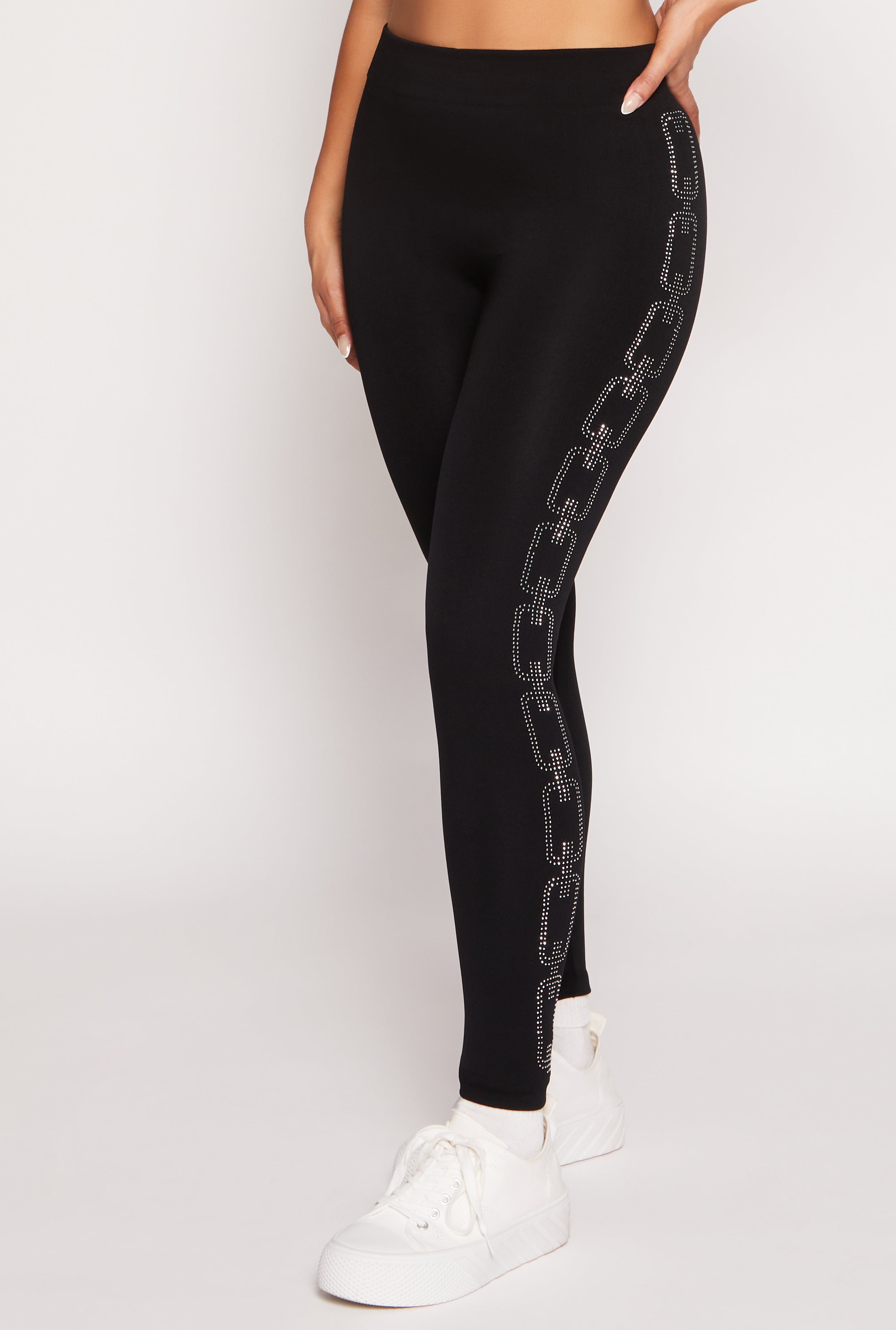 Rhinestone Chain Side Leggings、mySite、camillekostekn