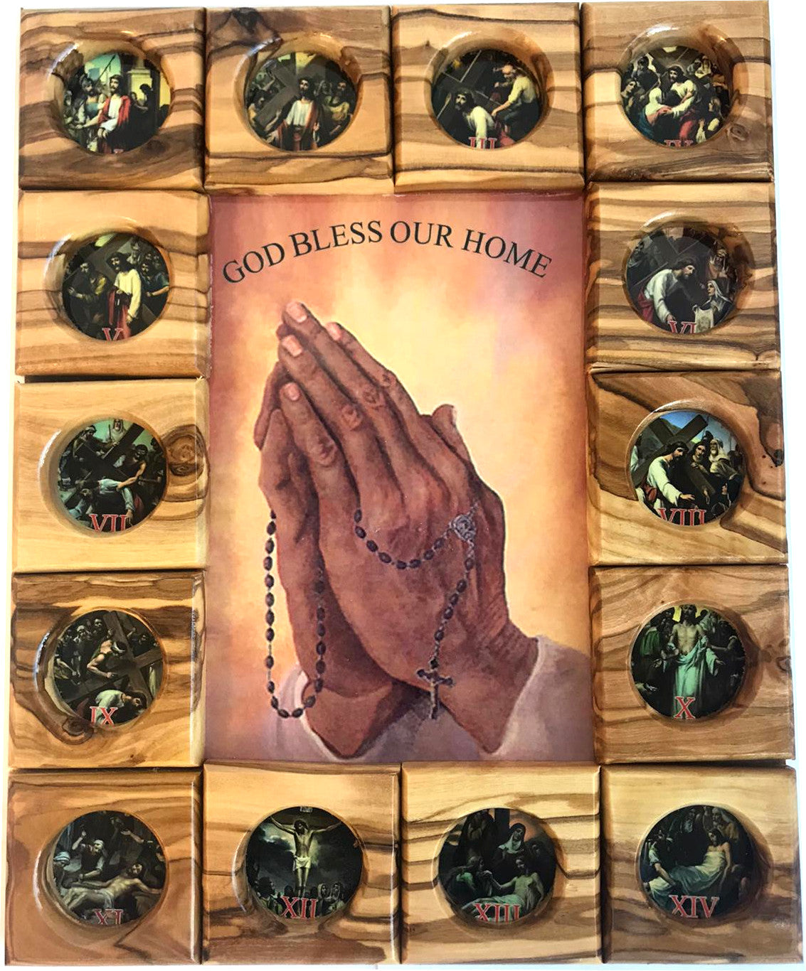 Holy Land Market Stations of The Cross Icon Plaque All in Olive Wood from Bethlehem (29 x 24 cm or 11.5 x 9.5 inches)、mySite、topwebapps