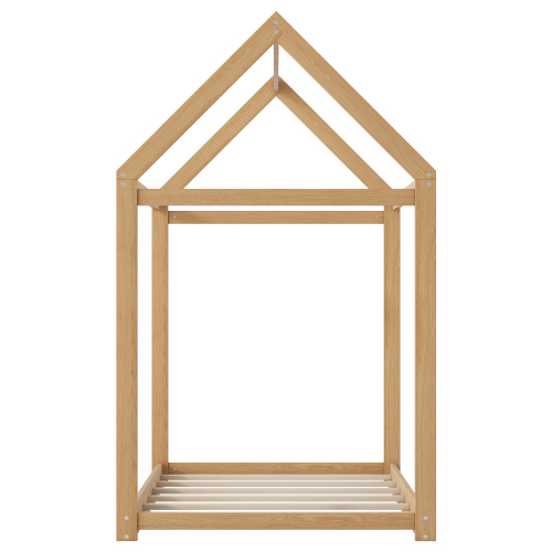 Twin Size Wooden House Bed, White、、casual