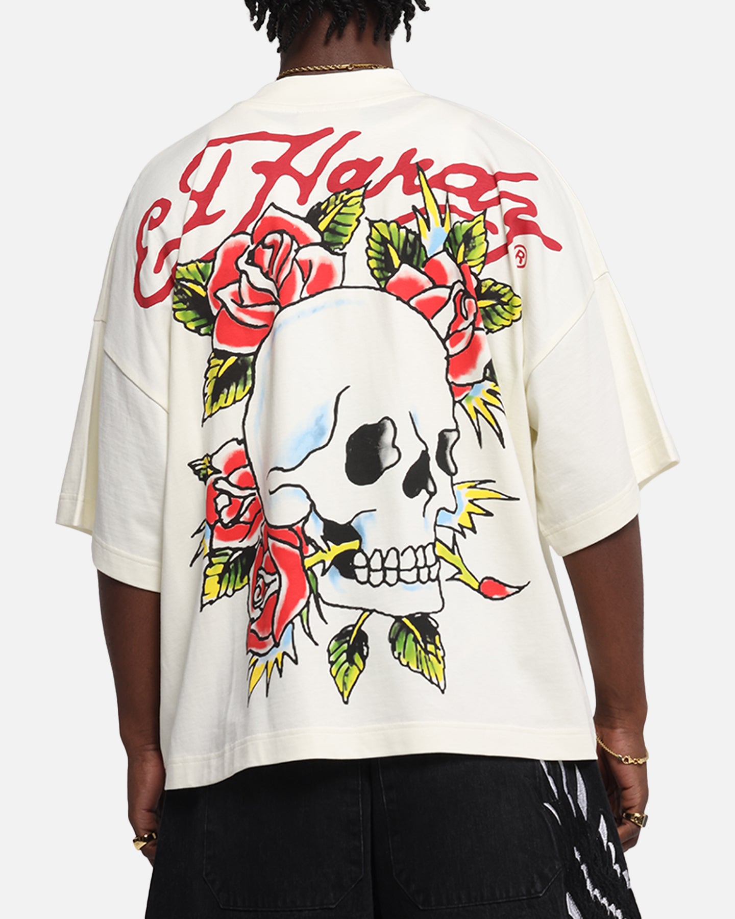 Ed Hardy Rose Skull Oversized Print T-Shirt Off White、mySite、zt4zffjzw
