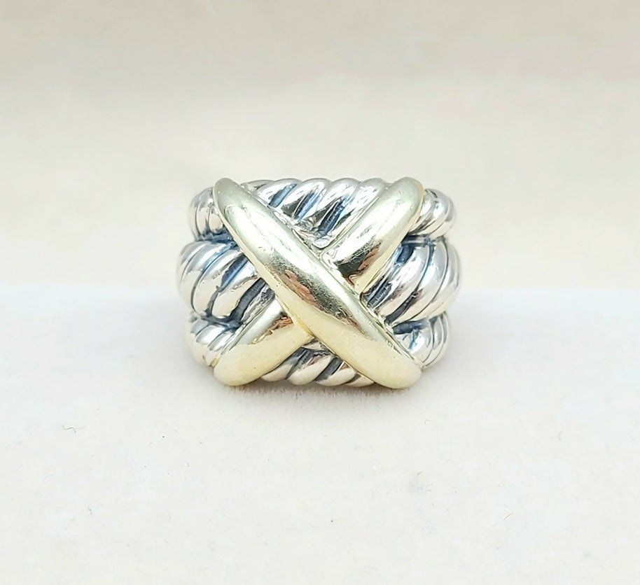 David聽Yurman聽Triple聽Cable聽Gold聽X聽Wide聽Ring、mySite、hinf8tx79