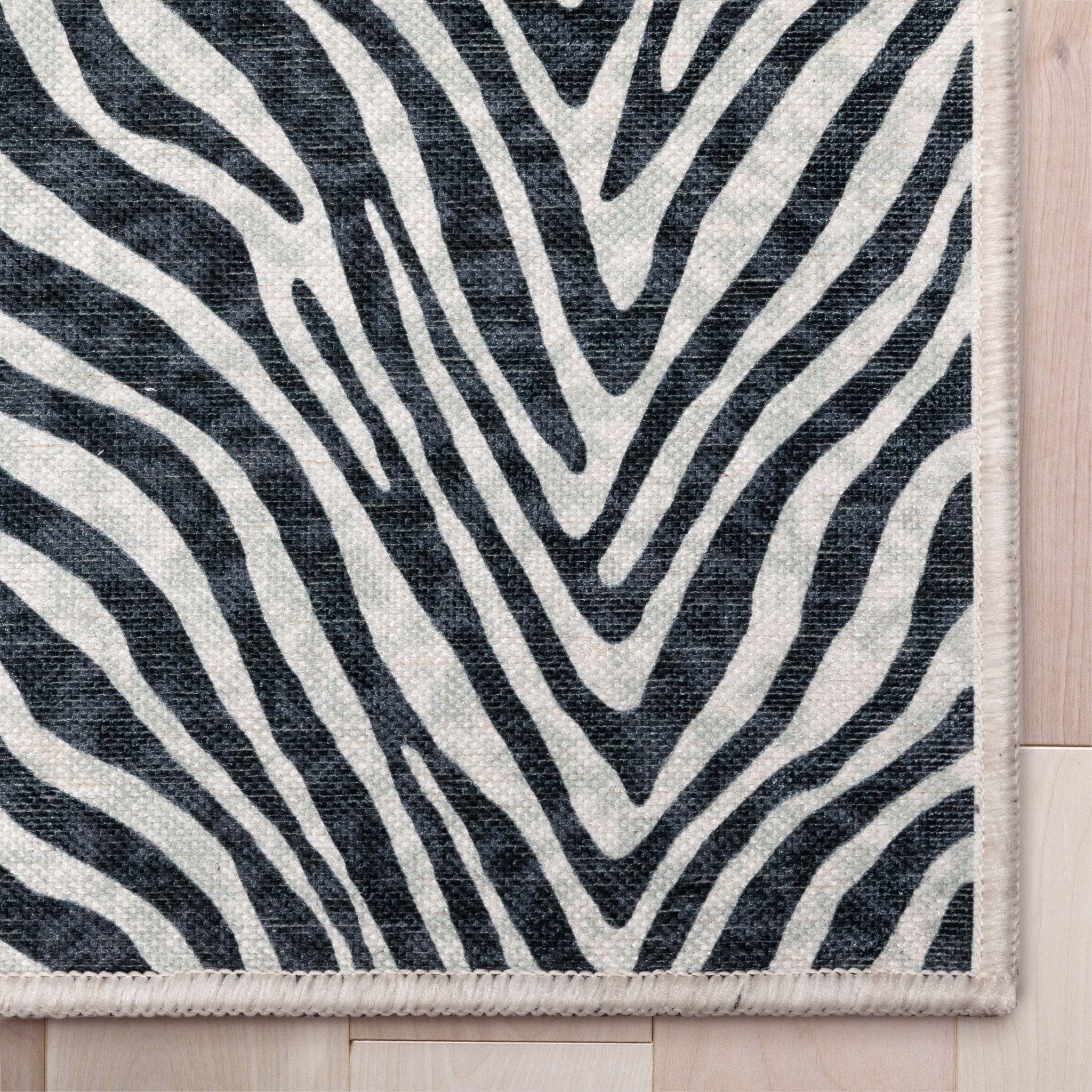 Custom Size Runner Modern Zebra Print Black Choose Your Width x Choose Your Length Hallway Runner Rug、mySite、gigharbornorthrealestate