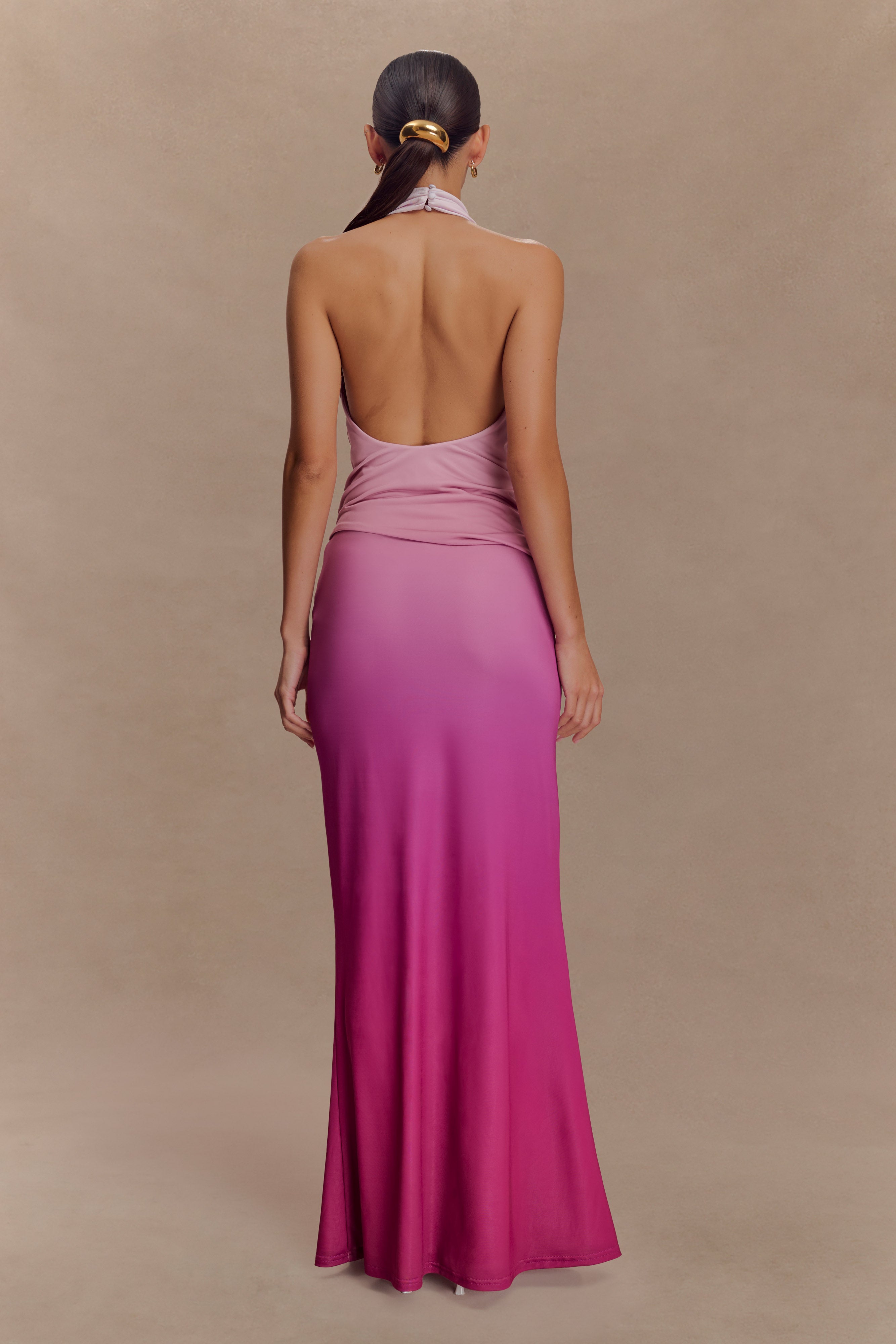 Bruna Slinky Fishtail Maxi Skirt - Ombre Pink、mySite、solidvoid