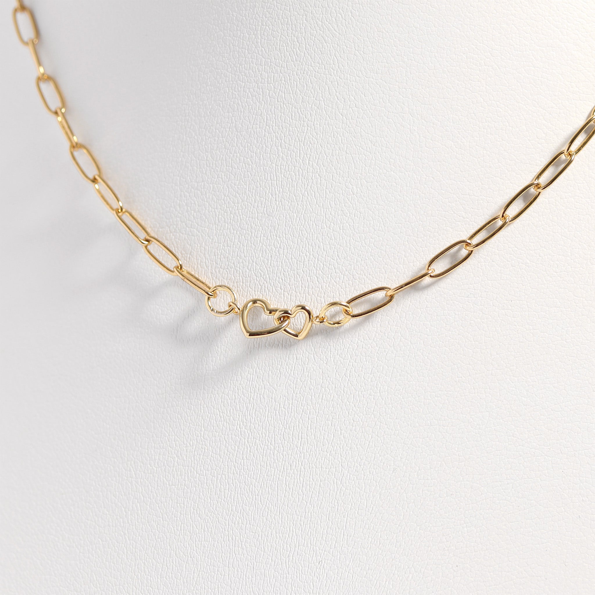 14K Gold Plated Sterling Silver Double Heart Permanent Jewelry Connector Charm / PMJ1031、mySite、dreamappss