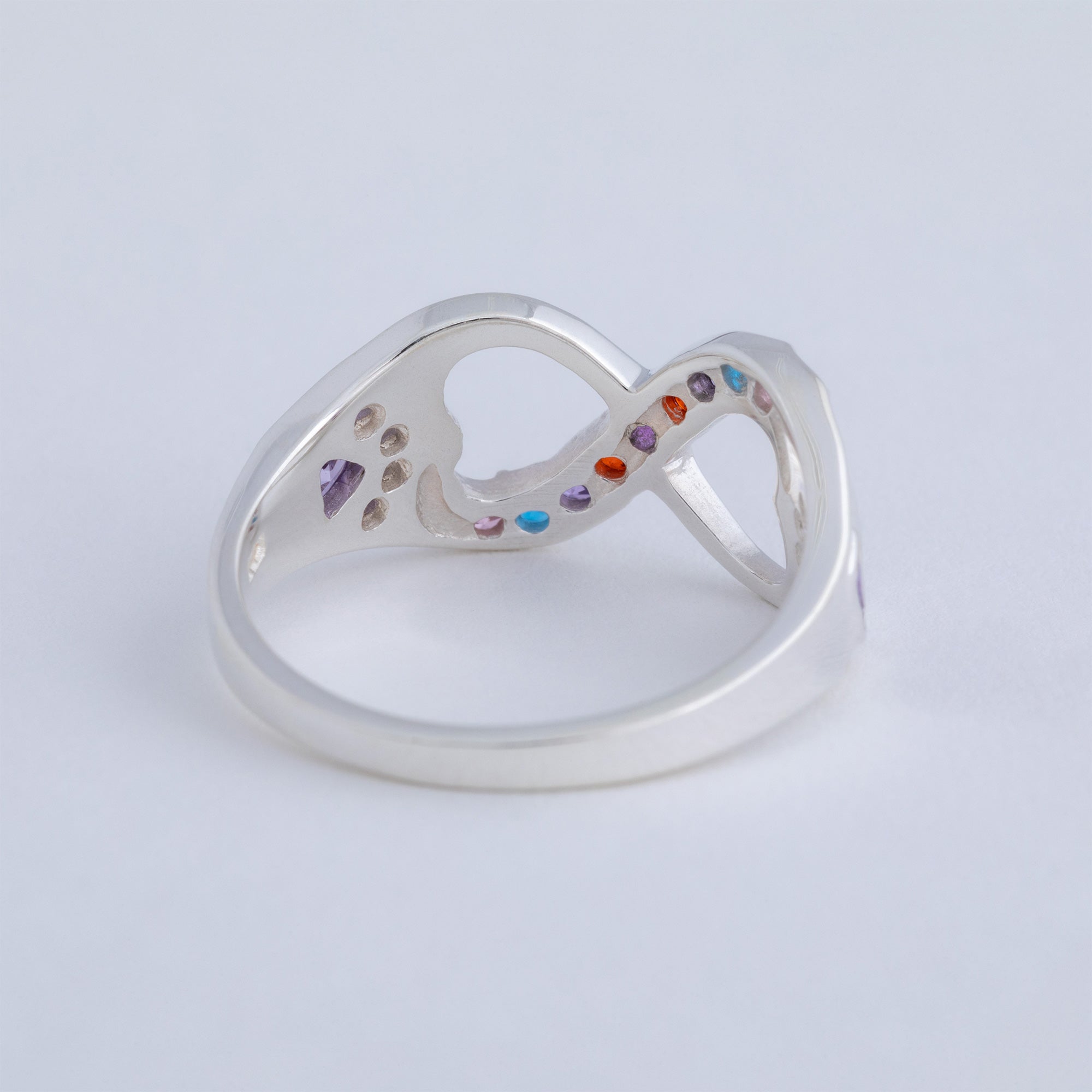 Rainbow Bridge Infinity Paw Print Sterling Ring、mySite、camillekostekn