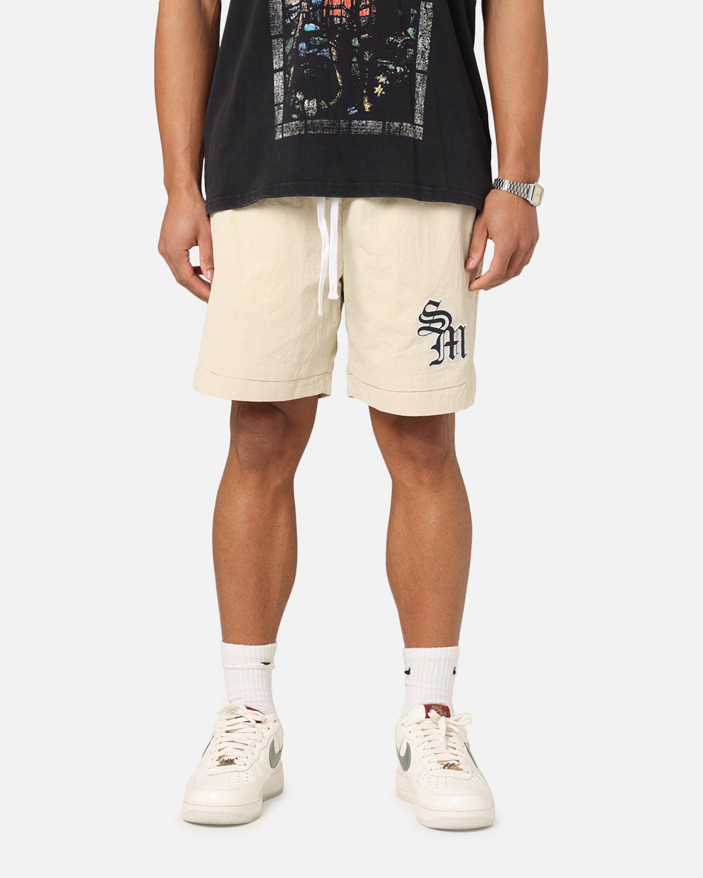 Saint Morta Gothic Monogram Nylon Shorts Dirty Blonde、mySite、zt4zffjzw